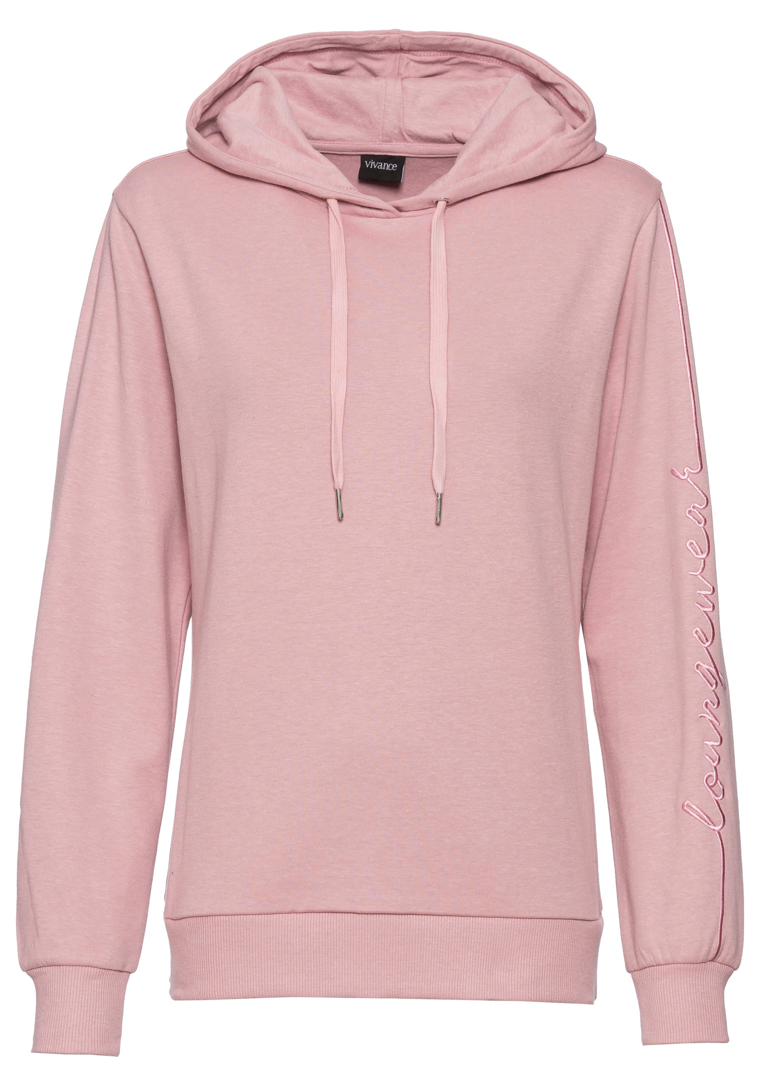 Vivance Hoodie met zij-loungewear borduring, loungeshirt