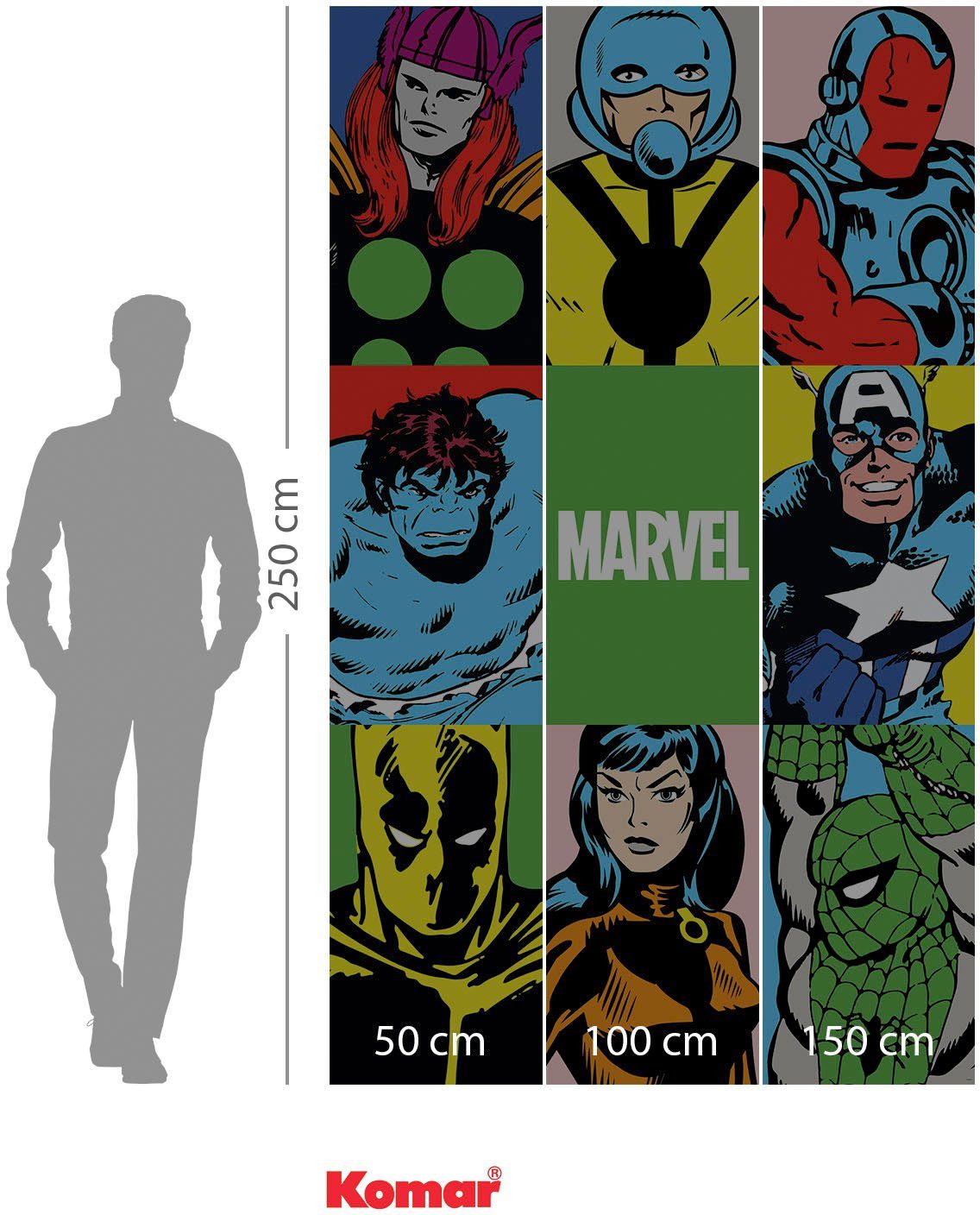 Komar Vliesbehang Digitale print vlies - Marvel PowerUp Team - Afmeting 150 x 250 cm (1 stuk)