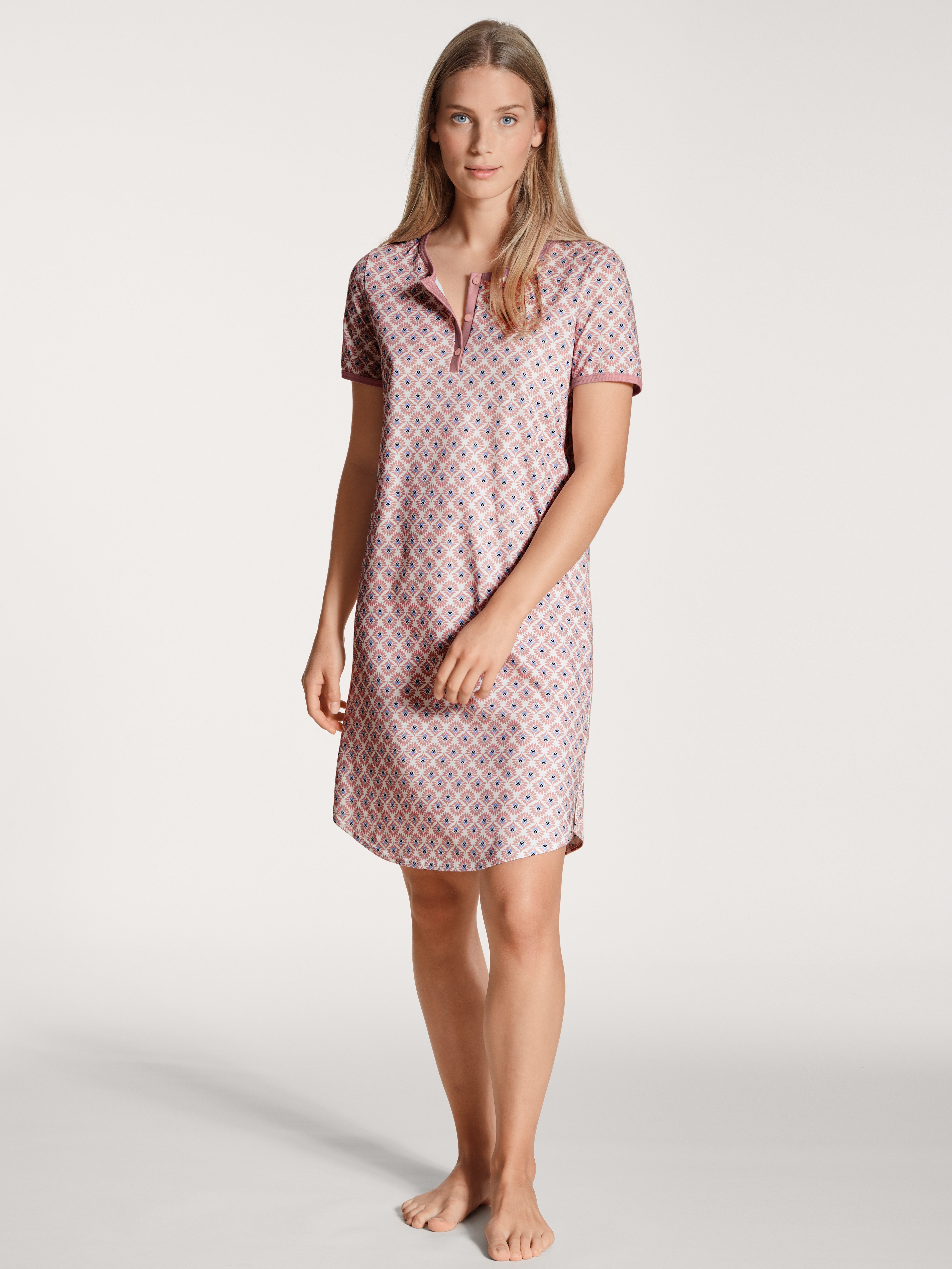CALIDA Nachthemd met knoopsluiting aan de ronde hals dames nachthemden maat M (44/46) roze