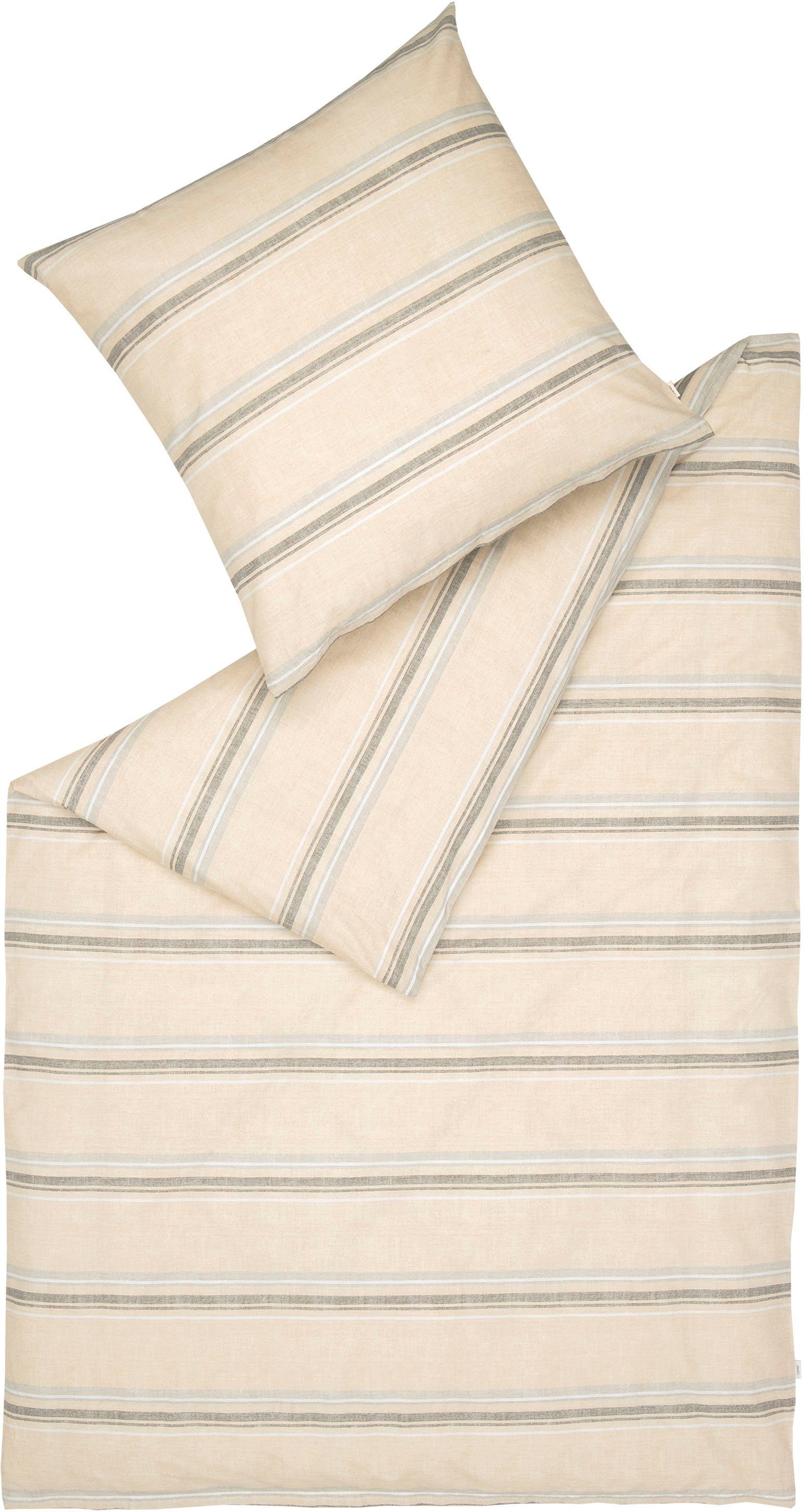 Esprit Beddengoed Adrien multikleurige dwarsstrepen (2-delig) dekbedovertrekken beige