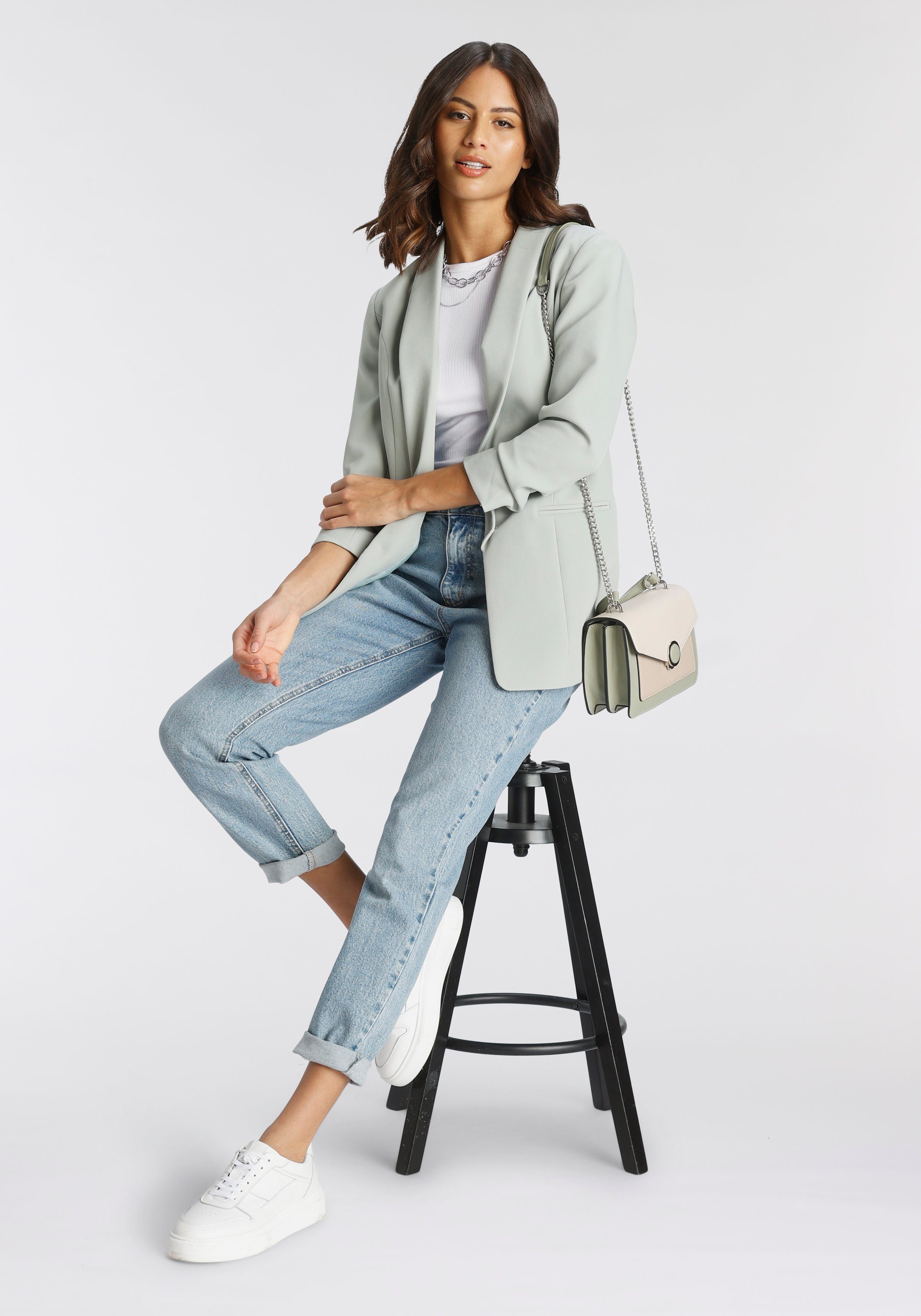 Laura Scott Lange blazer met aangerimpelde mouwen