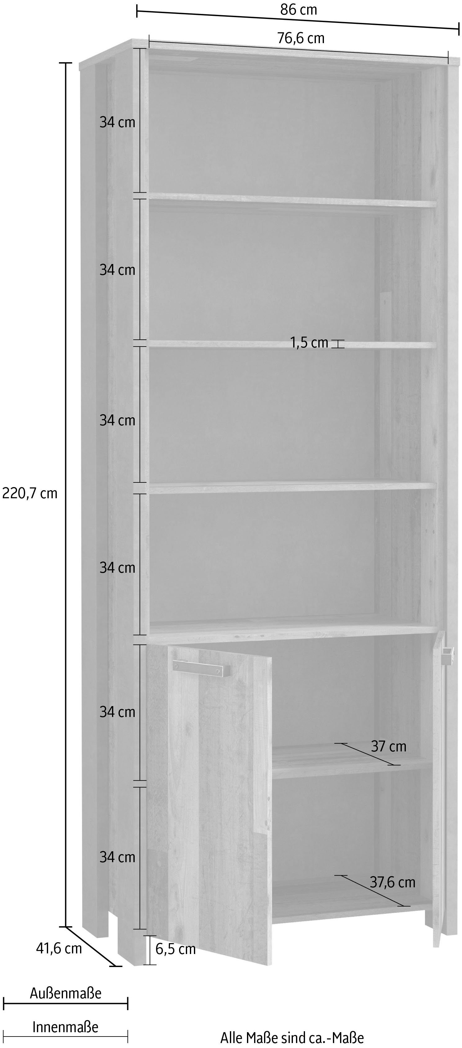 FORTE Ordnerrek Clif Boekenkast, breedte 86 cm, veel opbergruimte met 2 deuren