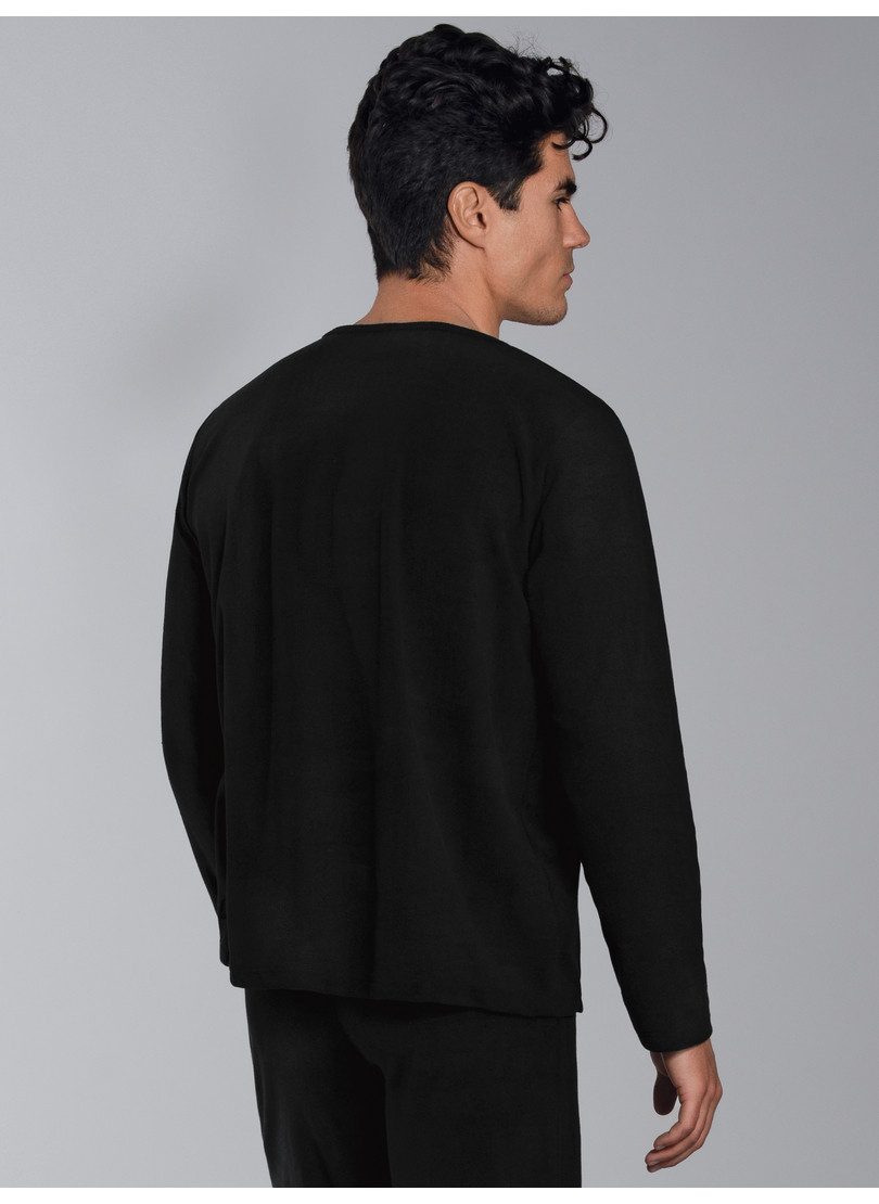 Trigema Tricot-fleecetrui TRIGEMA fleece-shirt met ronde hals