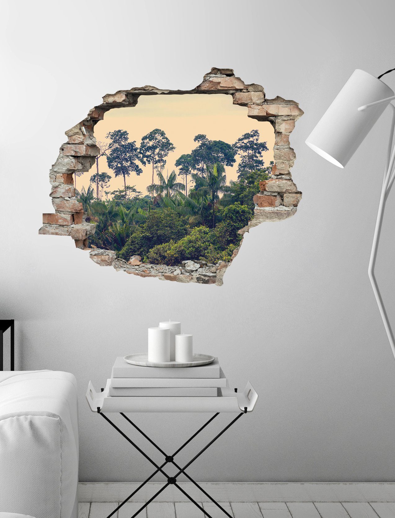 queence Wandfolie Regenwoud Muursticker, muurdecoratie, zelfklevend, 3D, muurdurchbraak (1 stuk)
