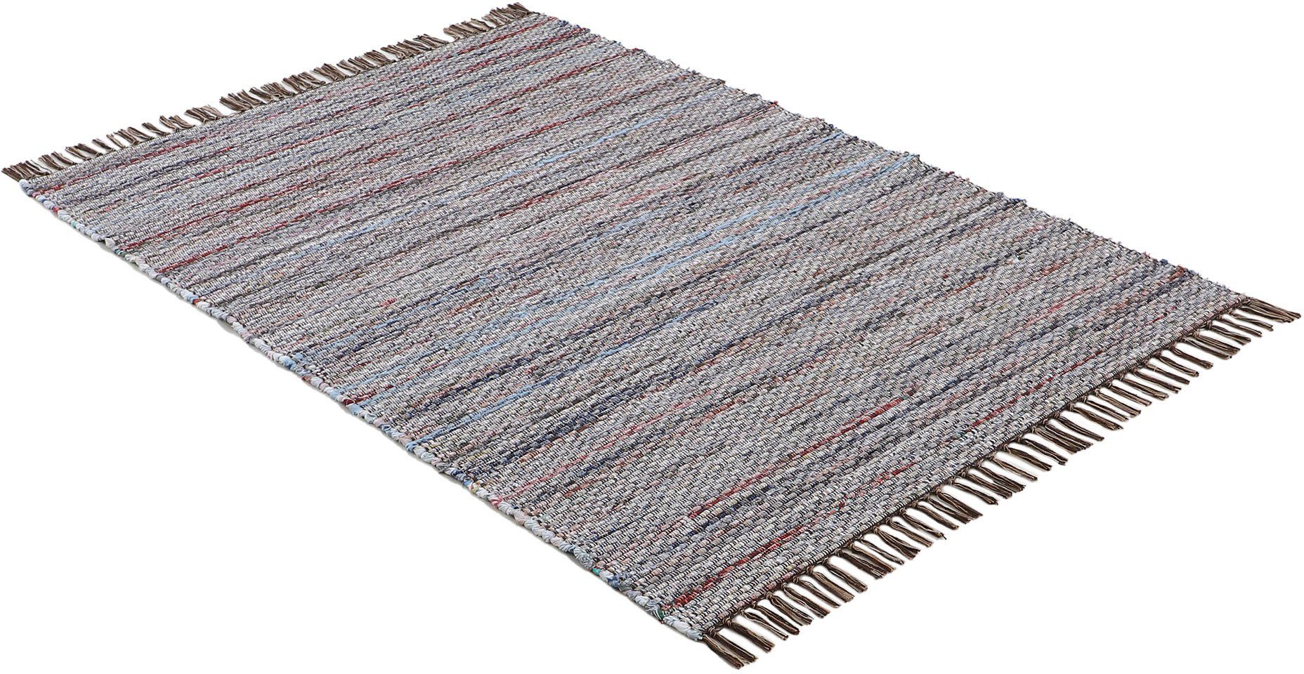 carpetfine Vloerkleed Kelim Chindi, omkeerbaar tapijt handgeweven, patchwork tapijt met franjes, ook verkrijgbaar in loperformaten