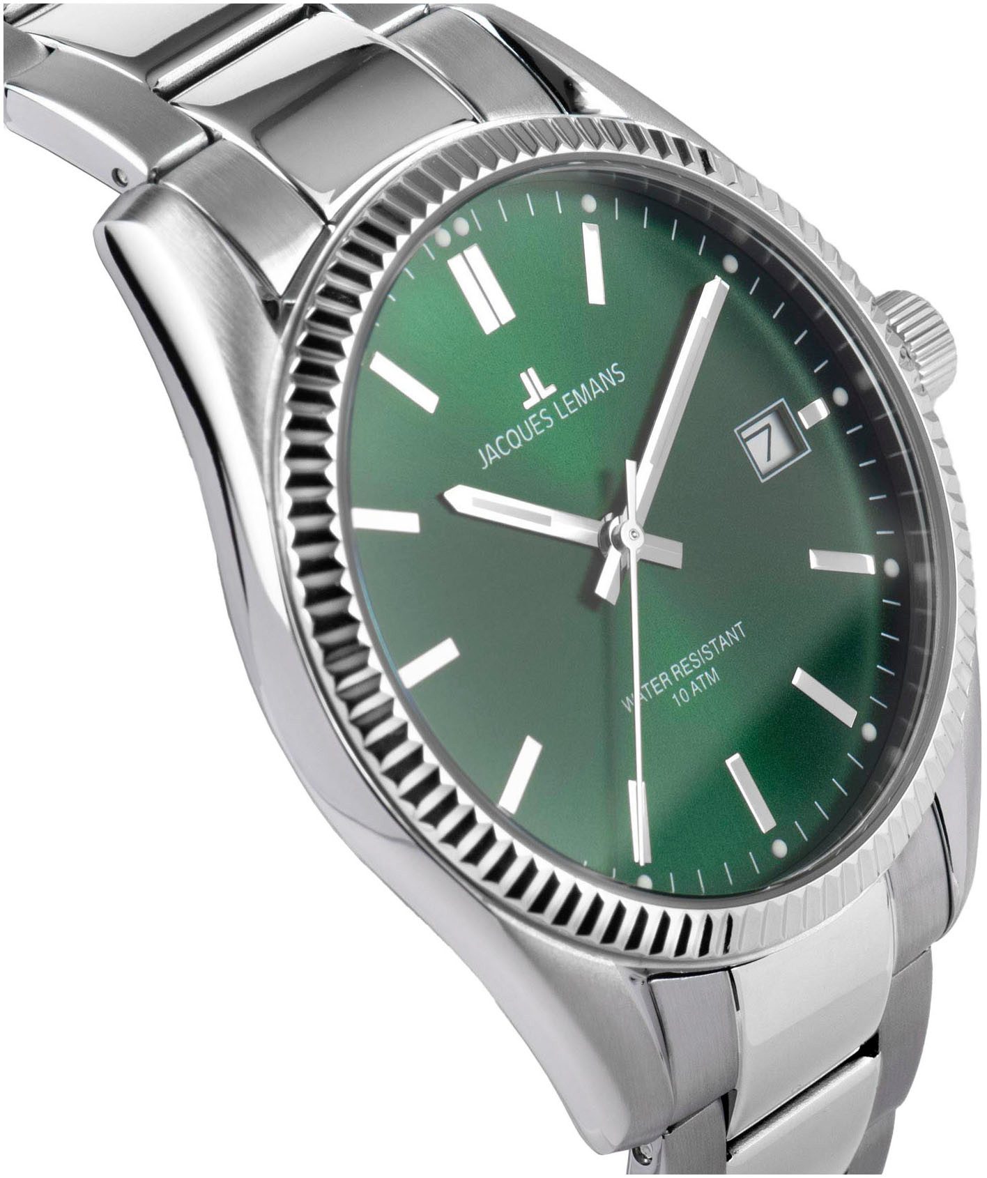 Jacques Lemans Kwartshorloge Derby Horloge, herenhorloge, dameshorloge, roestvrijstalen band, tot 10 bar waterdicht.