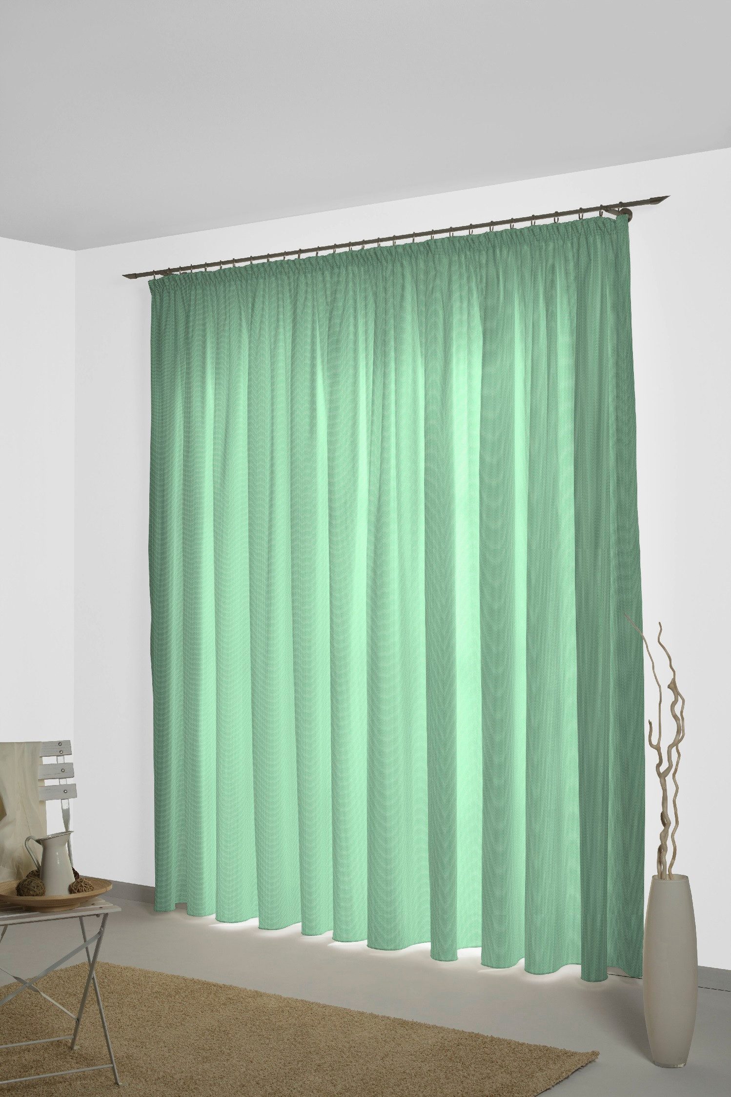 Wirth Gordijn Neveres (1 stuk) kant & klaar gordijnen maat 135 cm x 225 cm groen