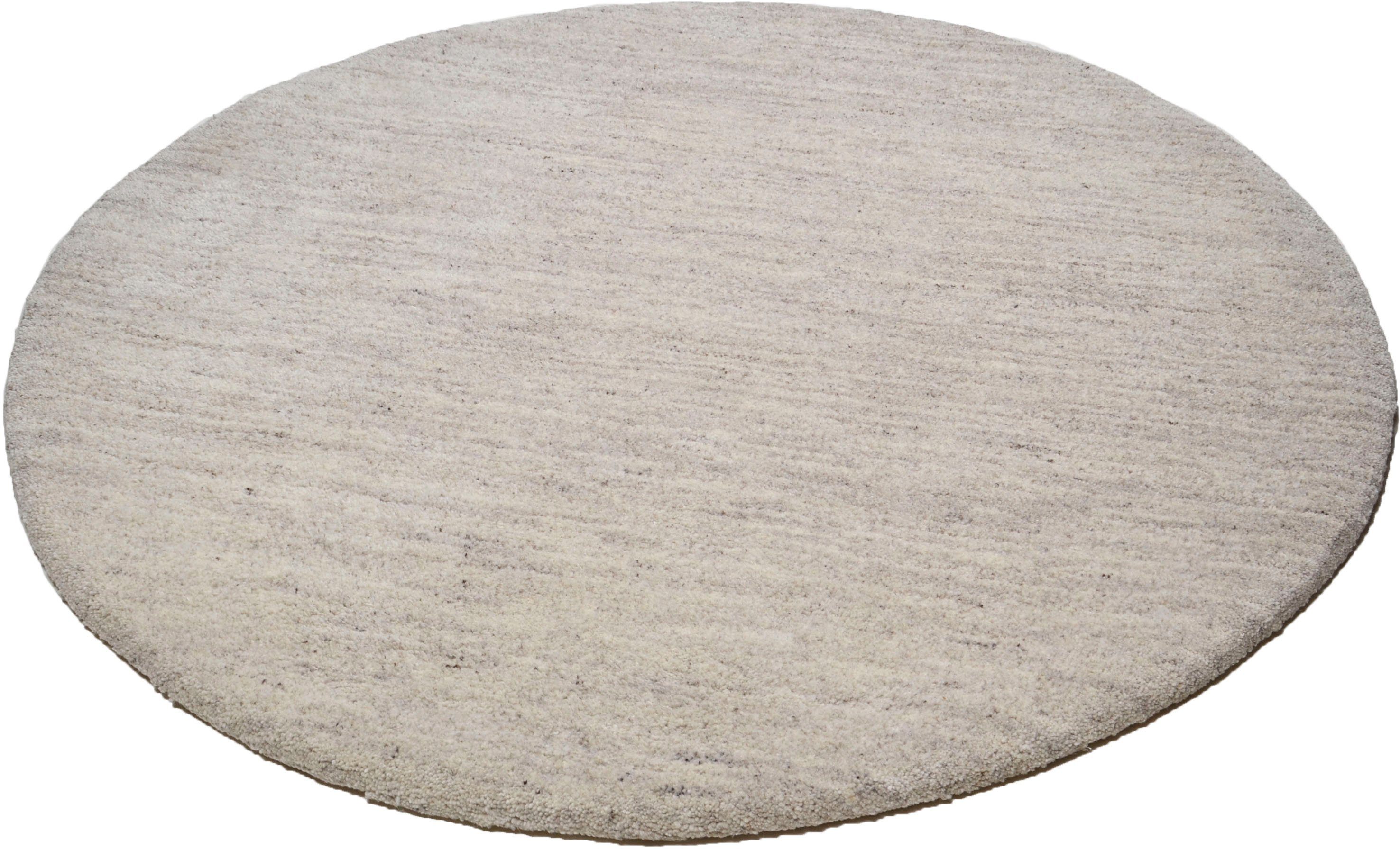 THEKO Wollen kleed AMRAVATI echte berber uit marokko, zuivere wol, met de hand geknoopt wollen vloerkleden maat Ø 250 cm x 28 mm beige