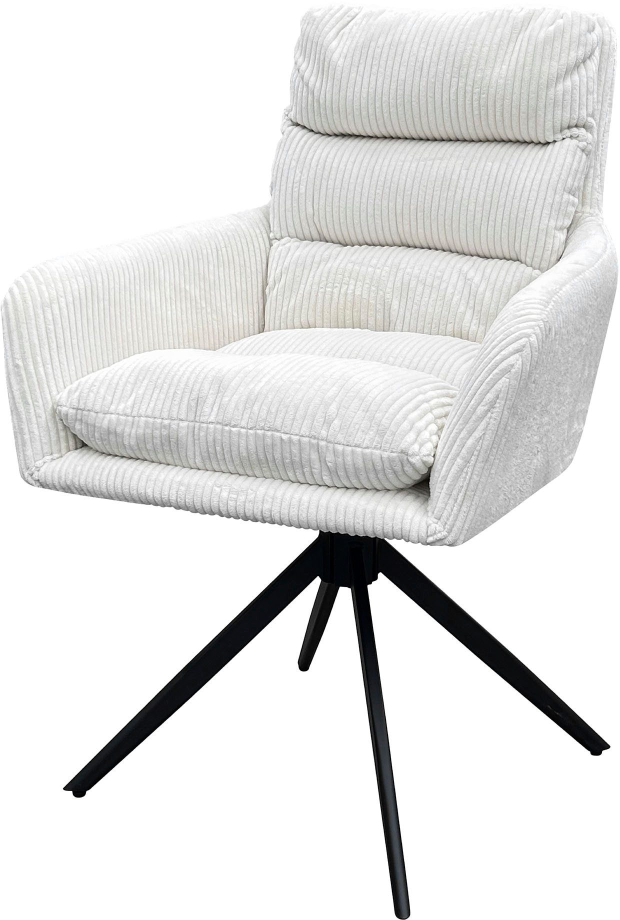 byLIVING Eetkamerstoel Pura (2-stuks set) Zitkuip 360° draaibaar, zwart metaal, armleuningstoel, diverse kleuren (set)