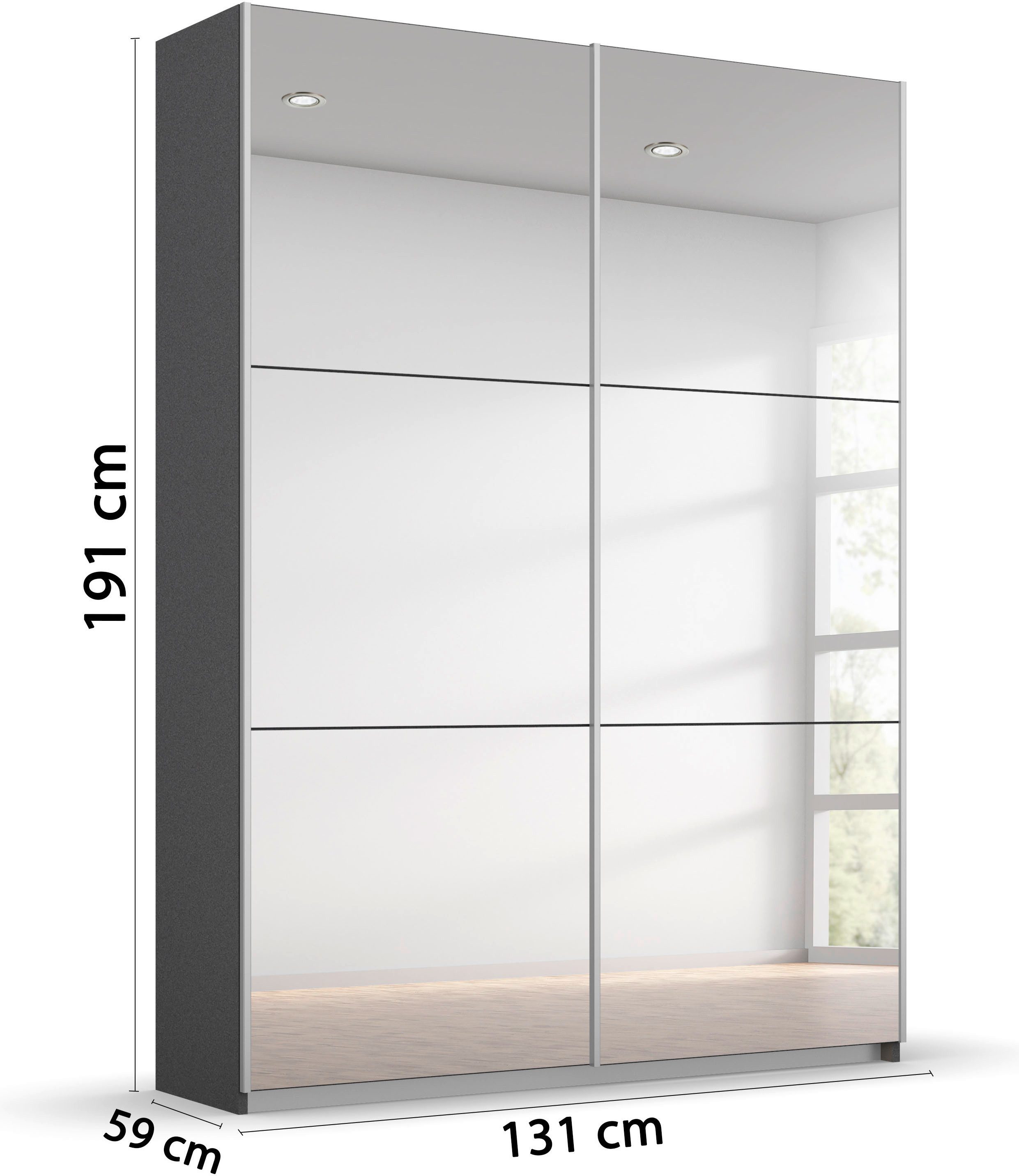 rauch Zweefdeurkast Kledingkast kast garderobe REFLECT inclusief praktische binneninrichting met veel opbergruimte made in germany