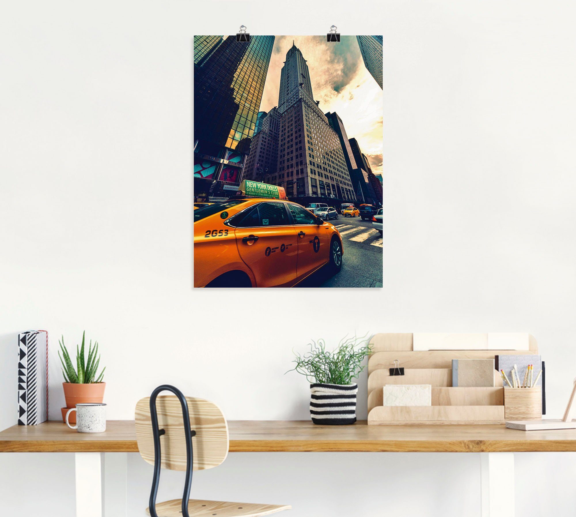 Artland Artprint Taxi in New York als artprint op linnen, poster in verschillende formaten maten