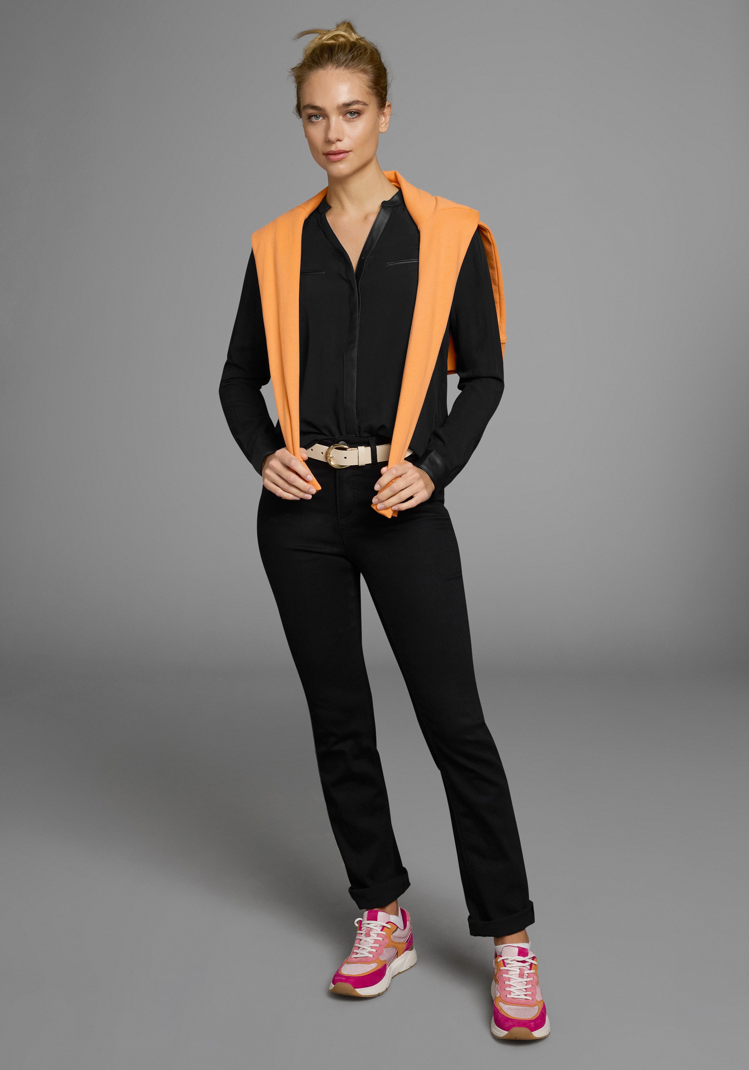 AJC Overhemdblouse met details van imitatieleer