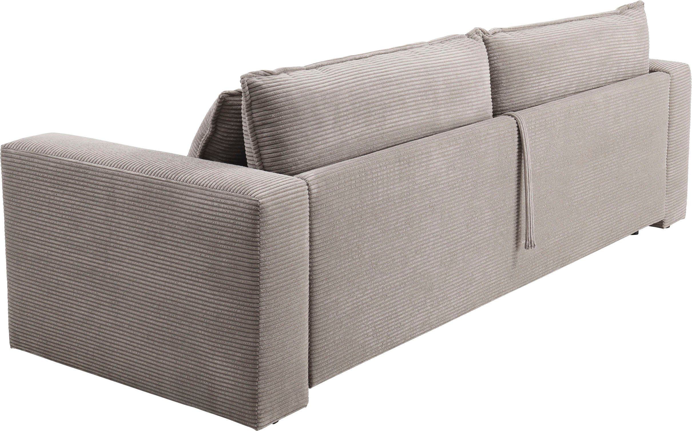 Places of Style 3-zitsbank PIAGGE Cord-bekleding - met slaapfunctie en bedkist, met praktische topmatras