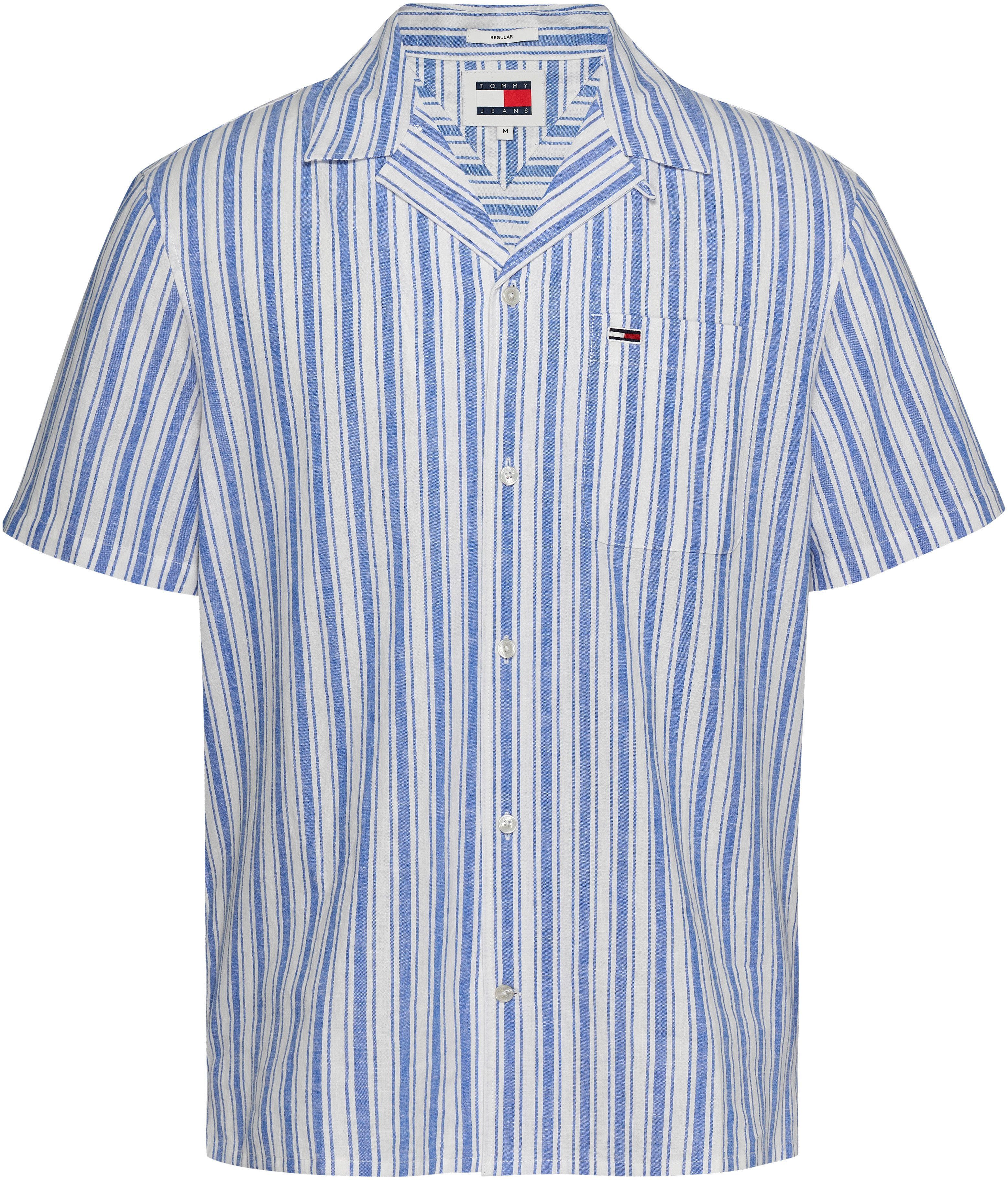 TOMMY JEANS Overhemd met korte mouwen TJM STRIPE LINEN SS SHIRT EXT
