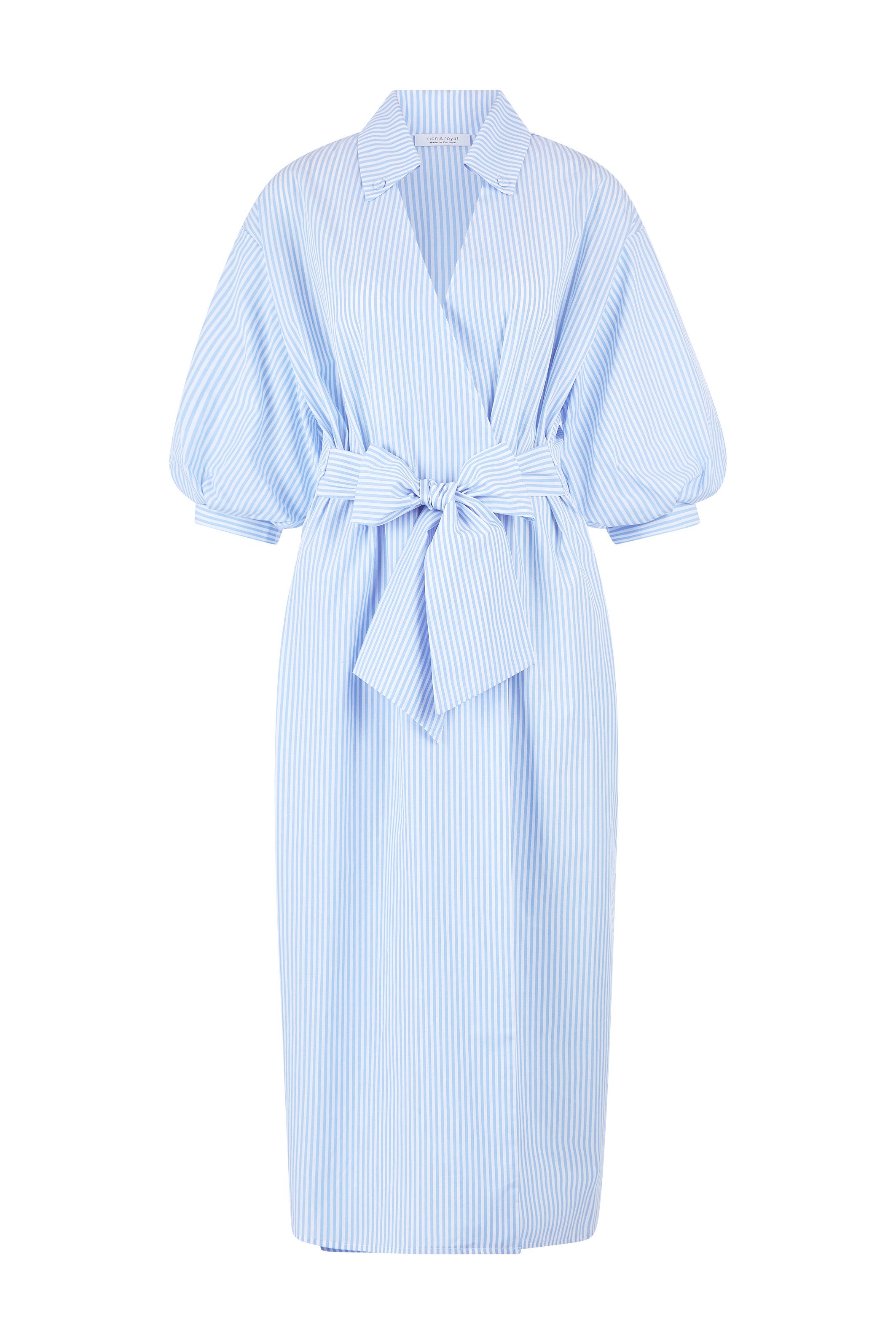 Rich & Royal Blousejurk Met overhangende schouder en button-down kraag, gestreept