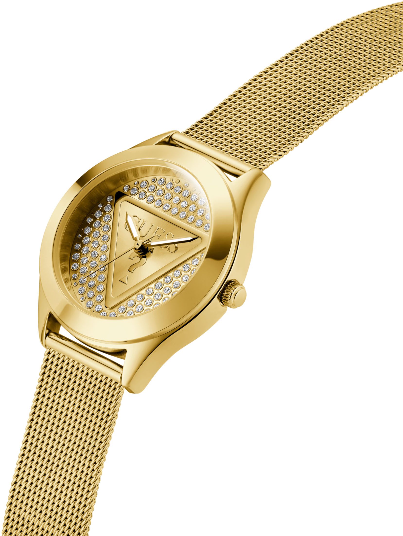 Guess Kwartshorloge GLITZ PLAQUE Horloge, dameshorloge, stalen band, mineraalglas, analoog