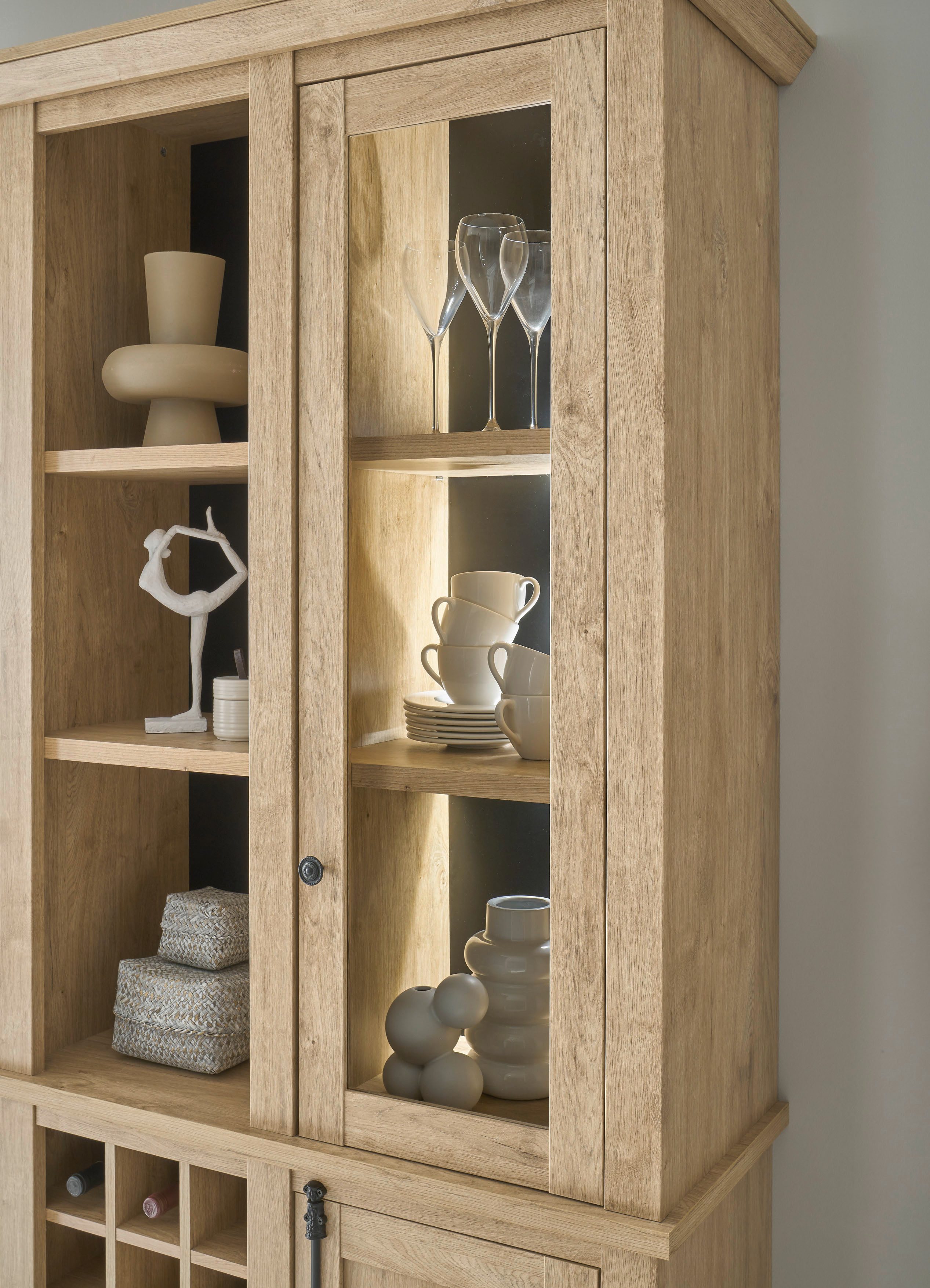 Home affaire Wandmeubel Cornwall, opbouwwand in landelijke stijl, woonkamer-set, eiken decor (set, 4-delig)