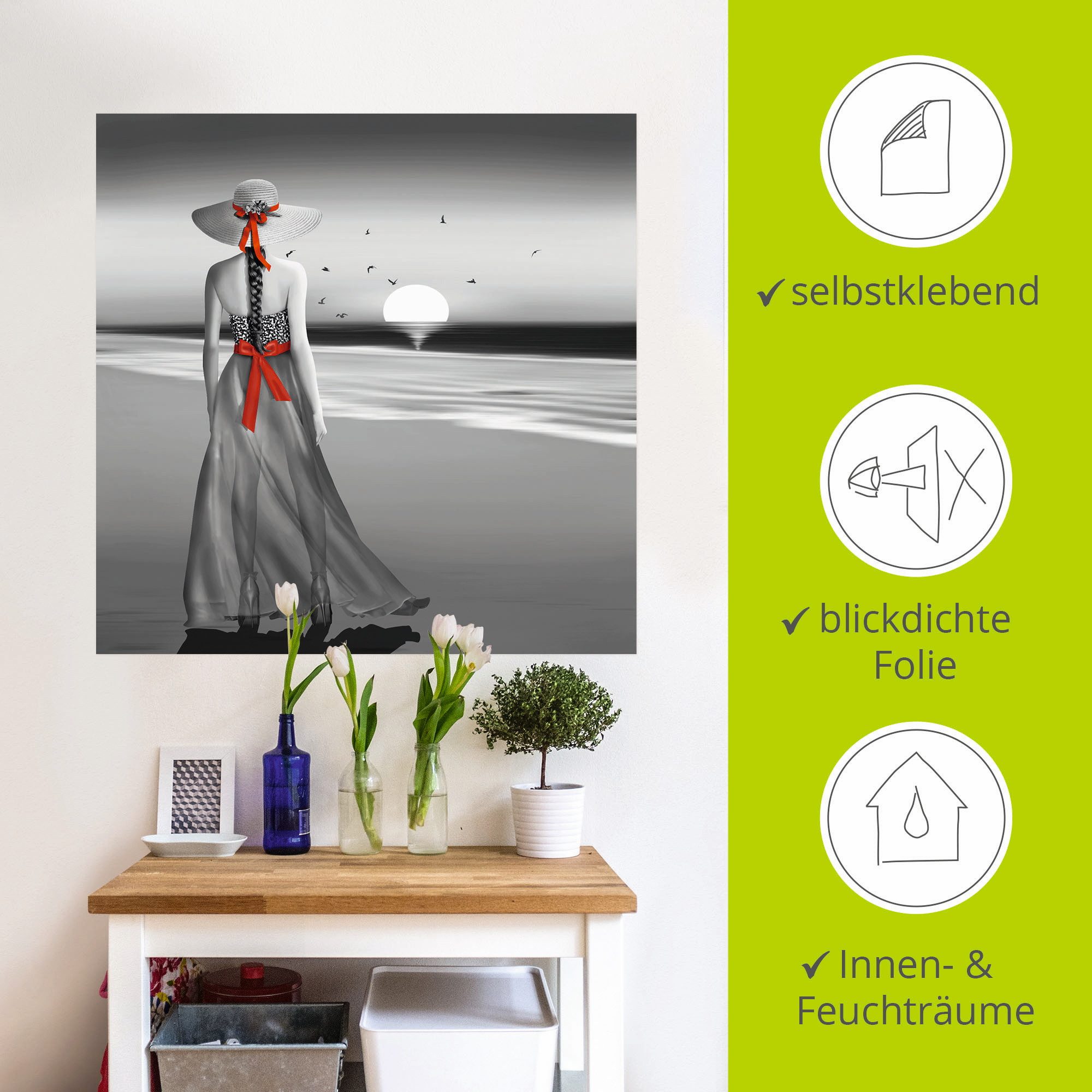Artland Artprint Een blik terug op de zee als artprint van aluminium, artprint voor buiten, artprint op linnen, poster, muursticker