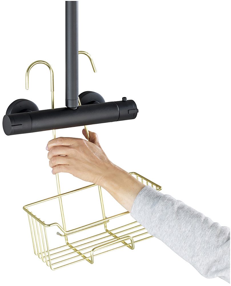 WENKO Badkamerrekje Modell Milo Douche-caddy om in te hangen zonder boren, rek van roestvrij staal