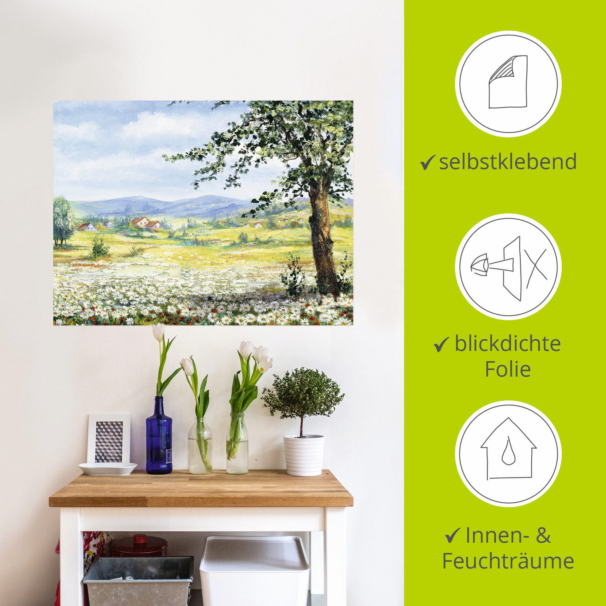 Artland Artprint Margrietenveld als poster, muursticker in verschillende maten