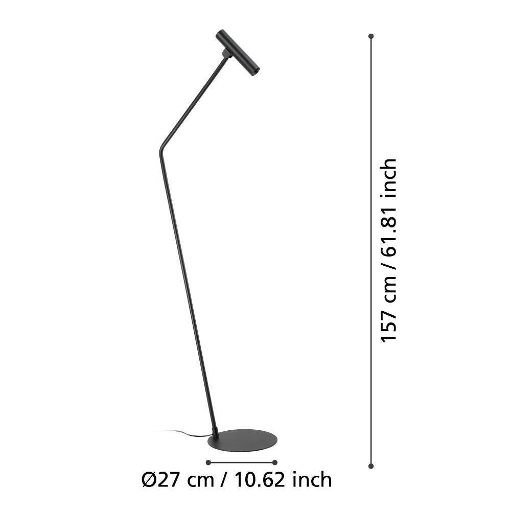EGLO Staande lamp ALMUDAINA Vloerlamp, metaal in zwart, woonkamerlamp, lamp woonkamer, 157 cm (1 stuk)