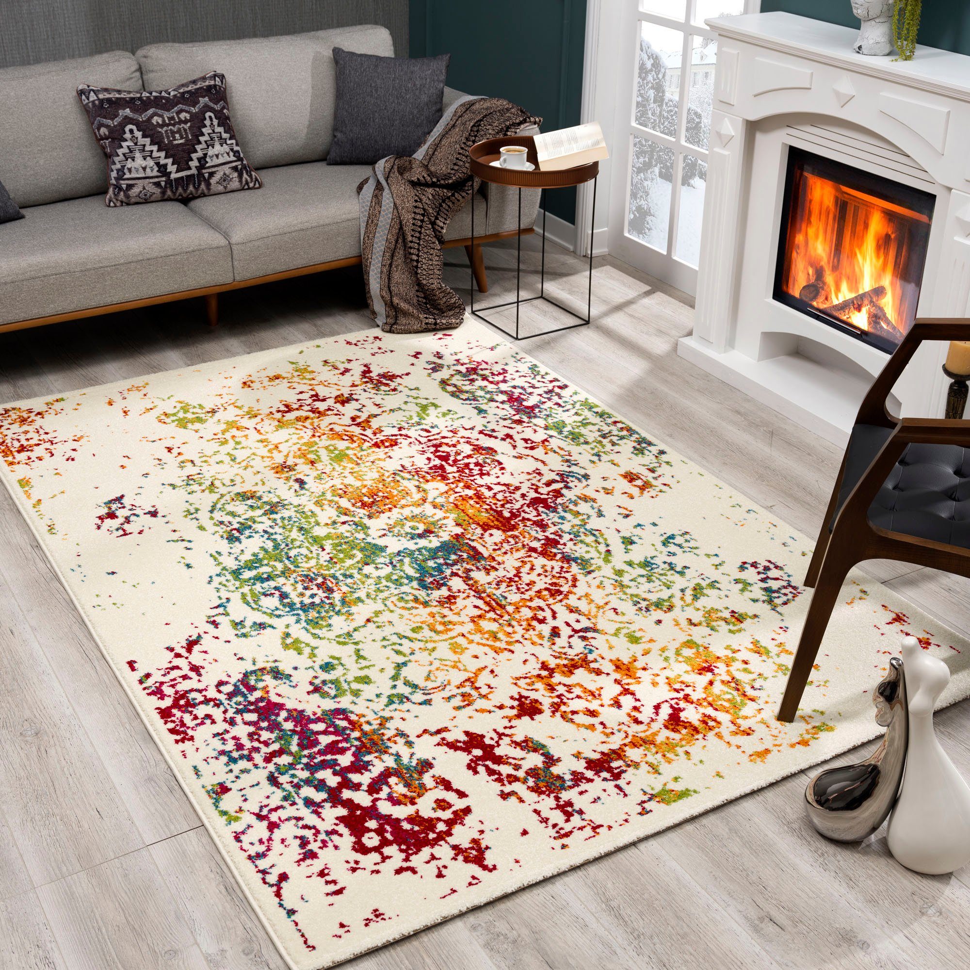SANAT HALI Vloerkleed Vintage 1607 Woonkamer, korte pool, vintage-look, retro