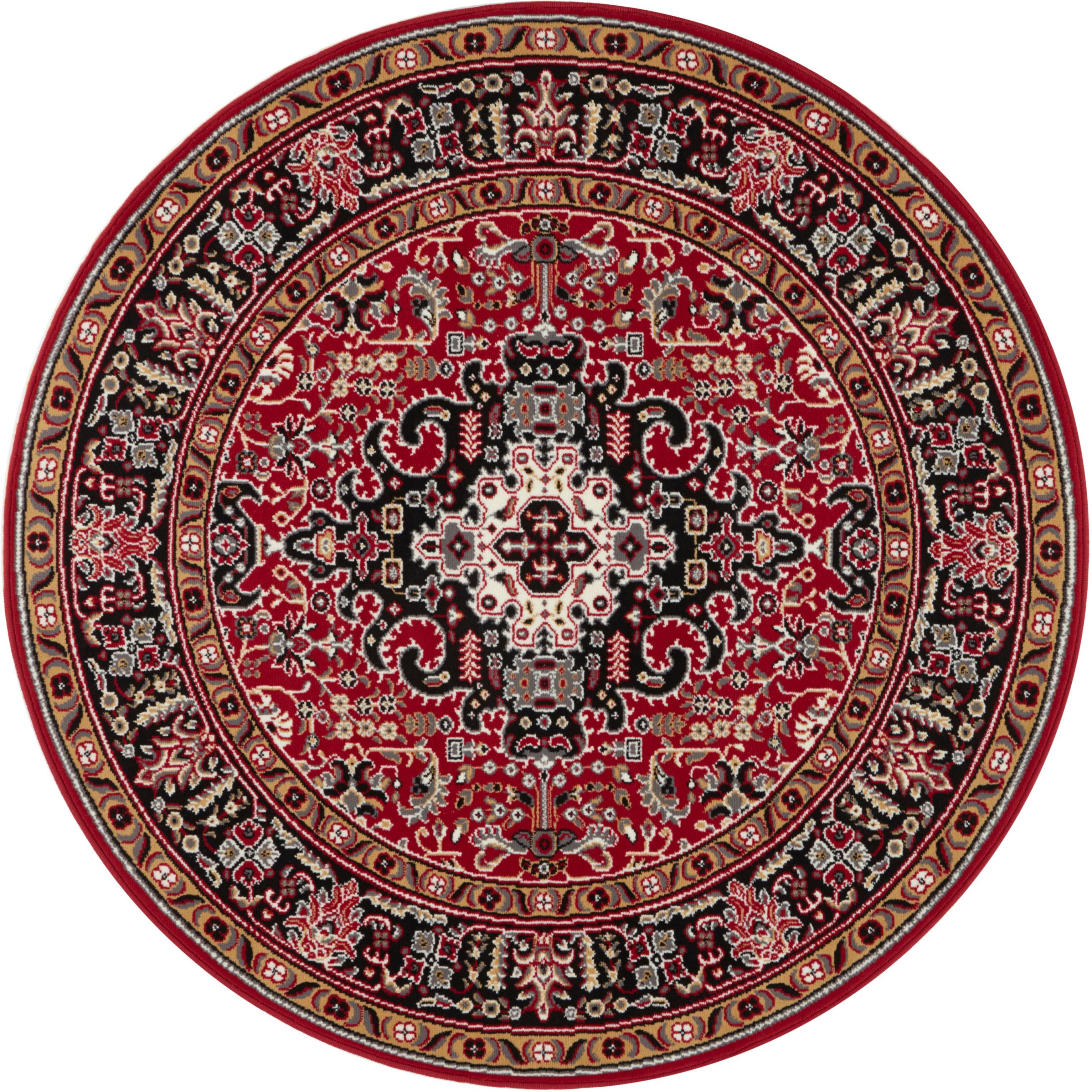 Klassiek vloerkleed rond Skazar Isfahan - rood/zwart 160 cm rond