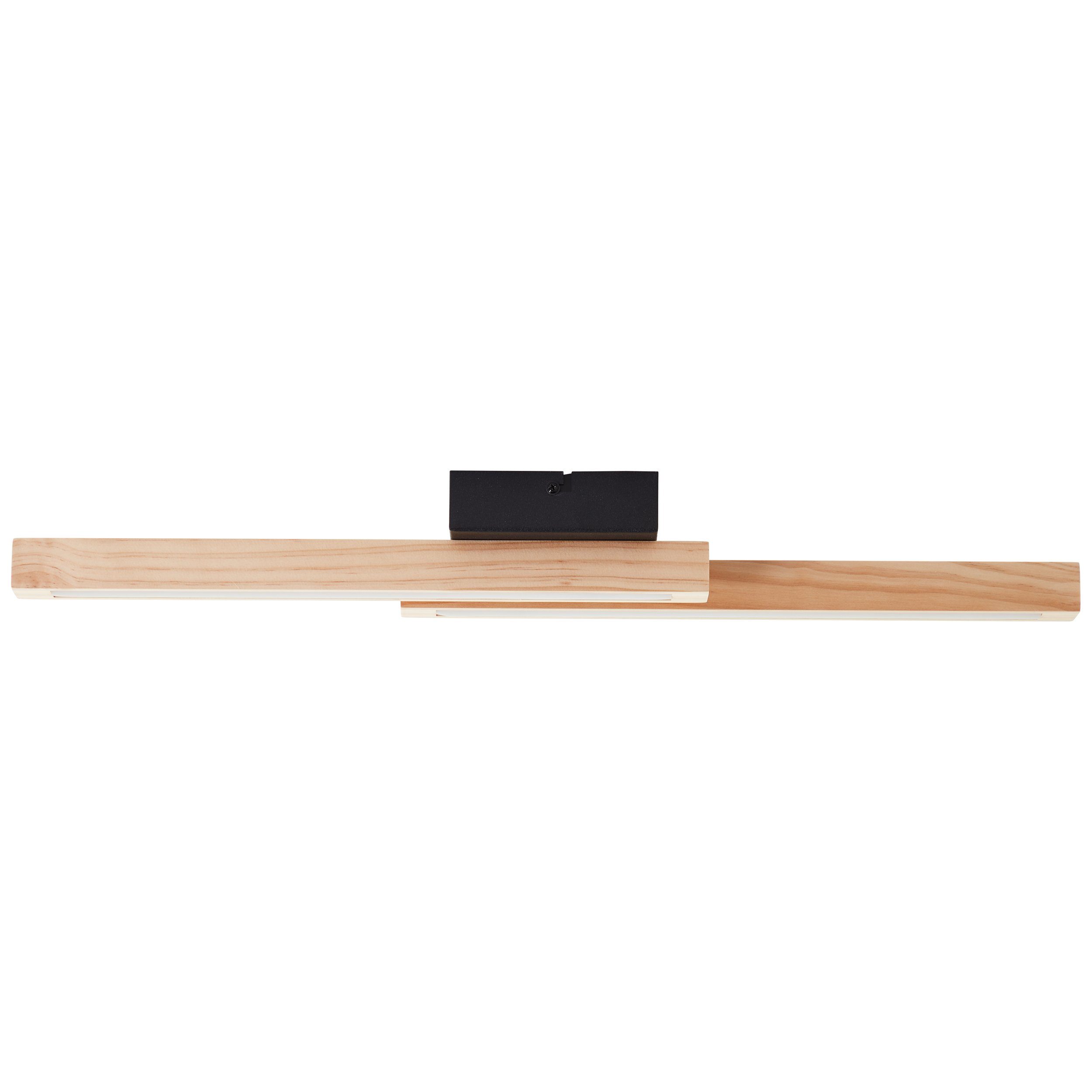 Brilliant Leuchten Led-plafondlamp Arion 62 x 7 x 12 cm, 1500 lumen, 3000 k, hout/metaal, zwart/licht hout (1 stuk)