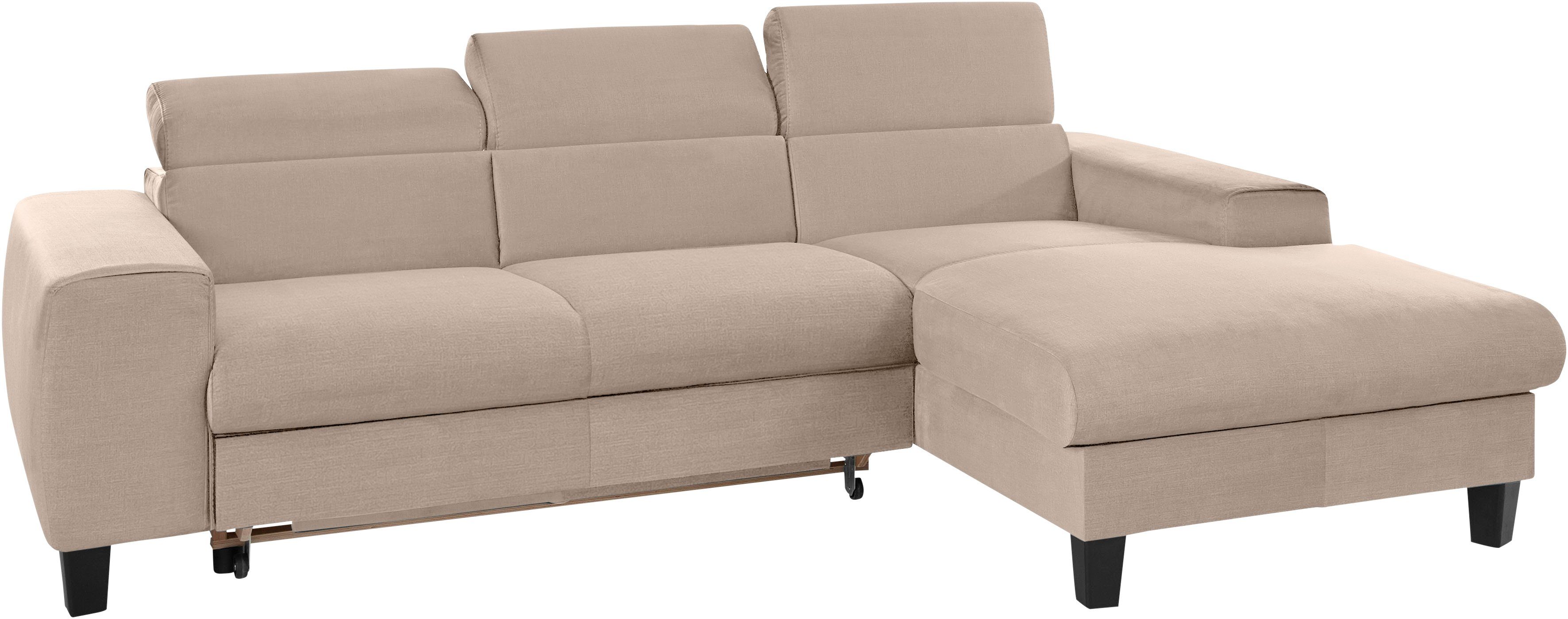 COTTA Hoekbank Morven L-vorm met hoofdeindeverstelling keuze met bedfunctie, bedlade & draadloze oplader