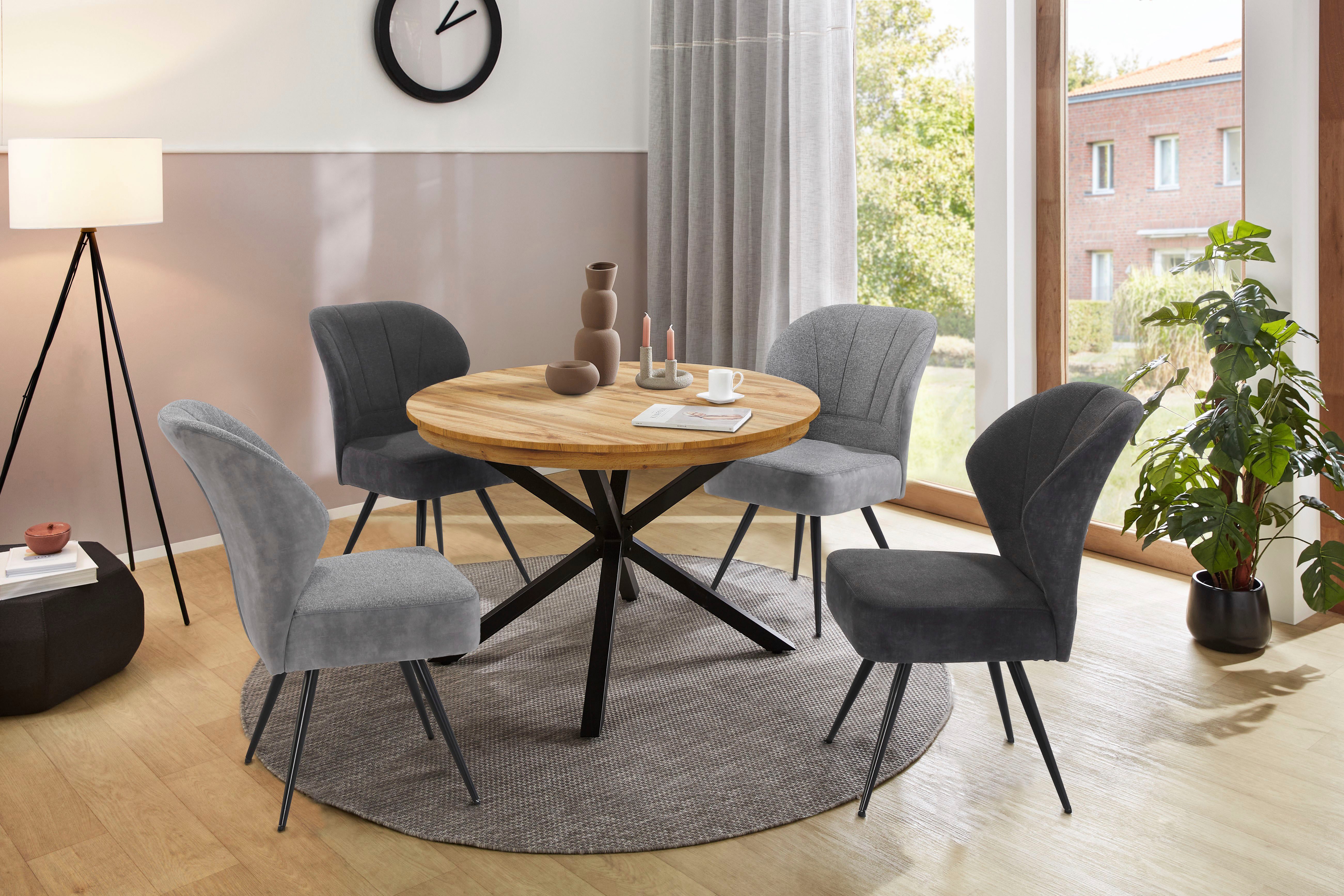 Jockenhöfer Gruppe Vrijdragende stoel Oder met pocketveren in bekleding, materiaalmix, verkrijgbaar in 2 kleuren (set, 4 stuks)