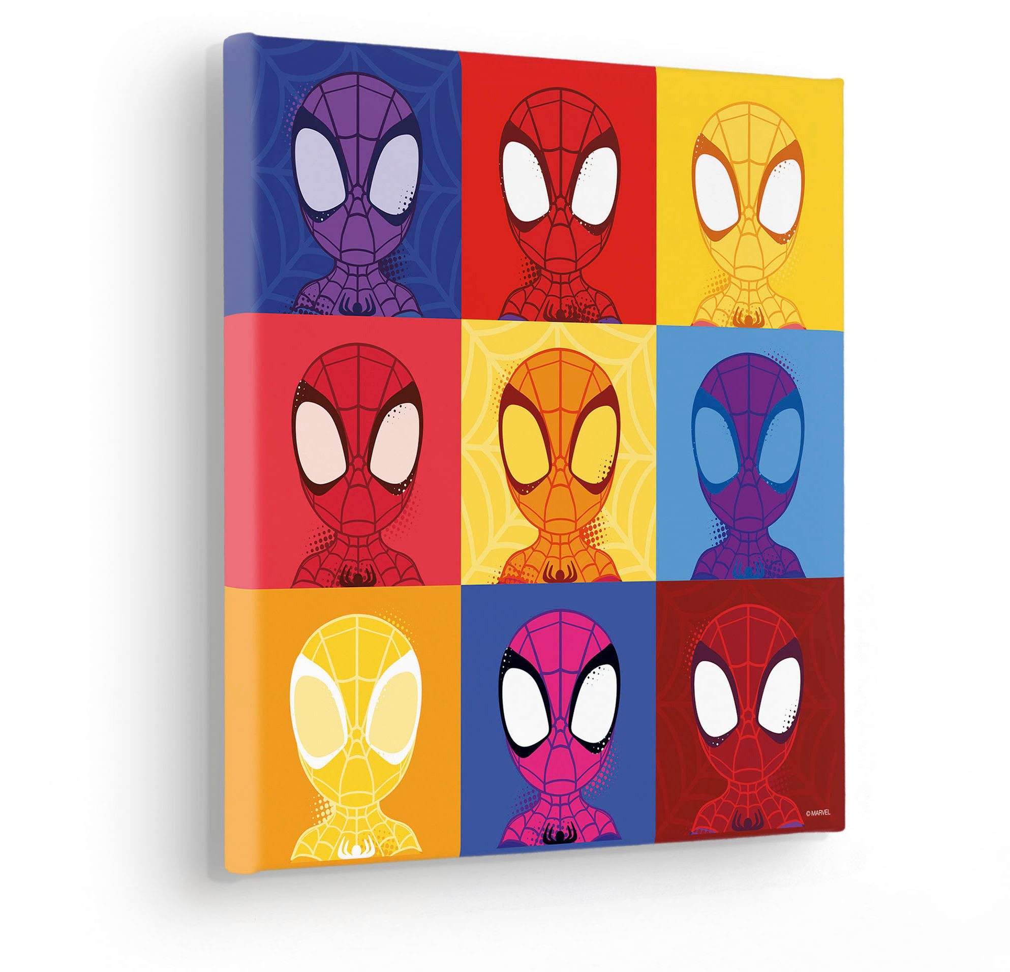 Komar Artprint op linnen Spidey Symmetry - Afmeting 30 x 30 cm Canvasdoek met echt houten frame, kinderkamer (1 stuk)