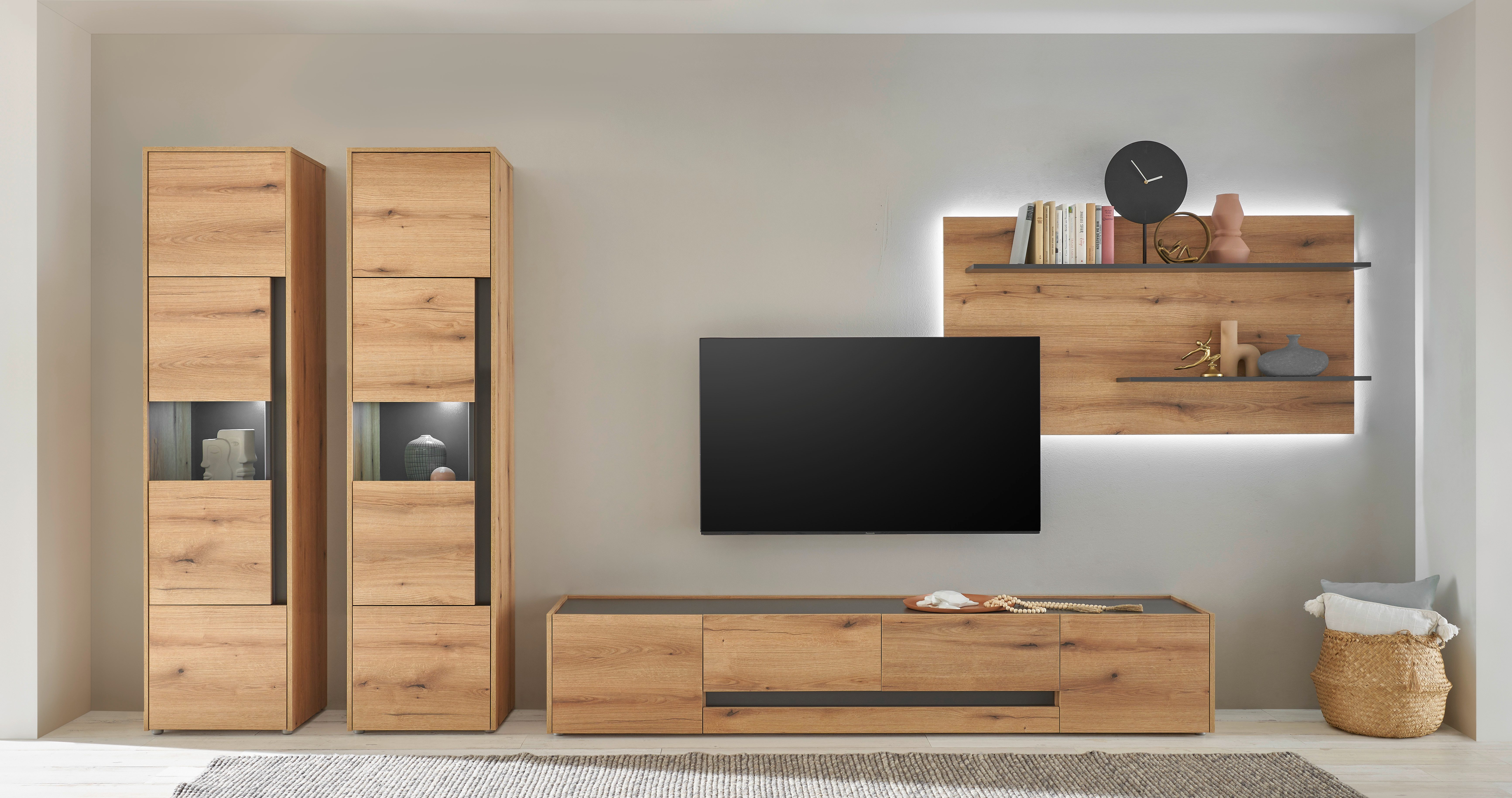 INOSIGN Wandmeubel City/Giron Breedte ca. 400 cm (set, 4-delig) tv-wandmeubels beige