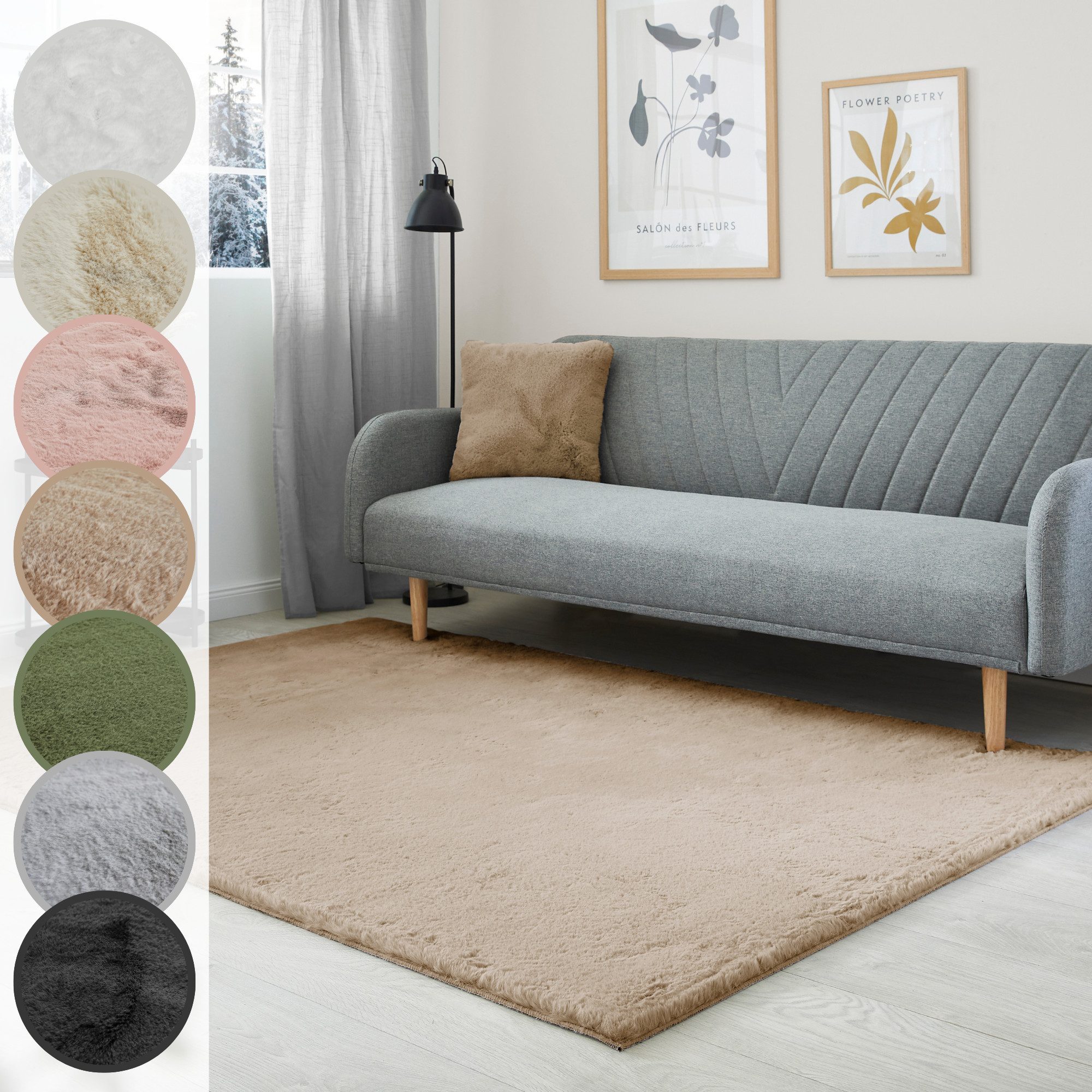 LUXOR living Vachtvloerkleed NOVARA Imitatiebont, voelt als konijnenbont, bijzonder zachte, hoge pool dieren vloerkleden maat 120 cm x 170 cm x 30 mm