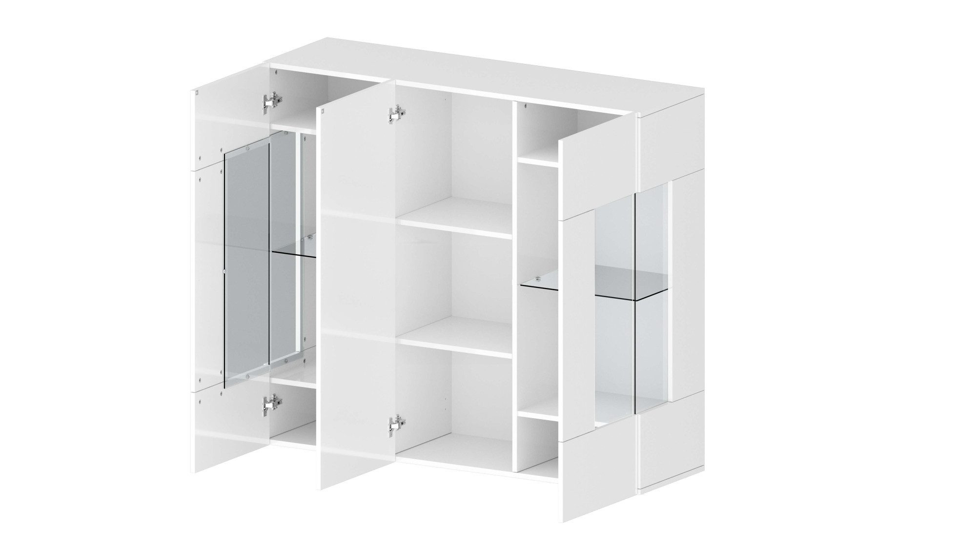 INOSIGN Highboard Egypte, Highboard, Hoge kast, Hoge ladekast, Vitrine met 3 deuren waarvan 2 met glaselement, volledig hoogglans gelakt, breedte 135