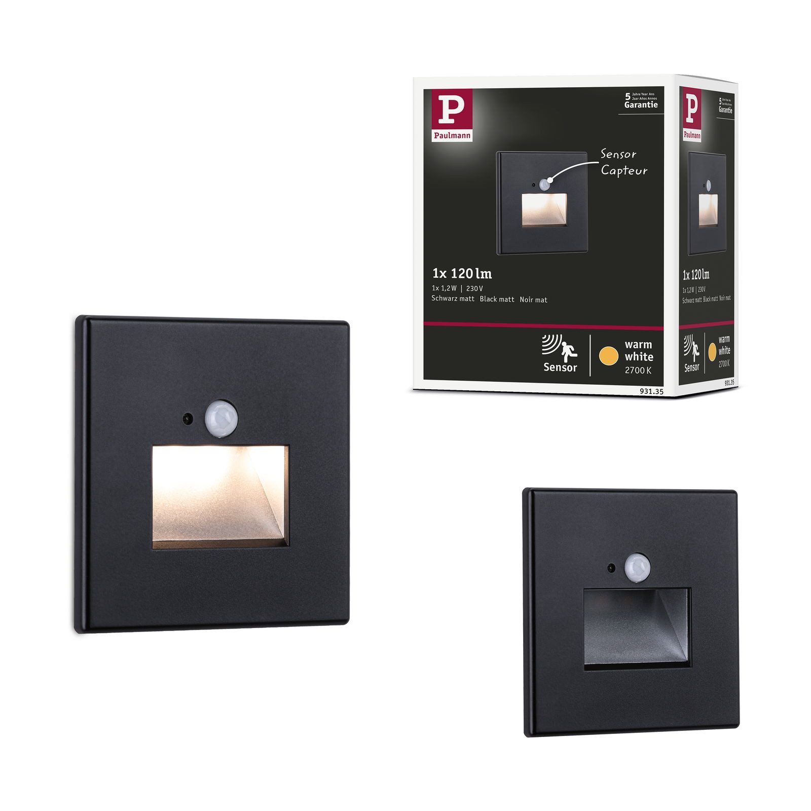 Paulmann Ledinbouwlamp LED wandinbouwlamp Edge Quadro 1,2W 25lm 230V 2700K (1 stuk)