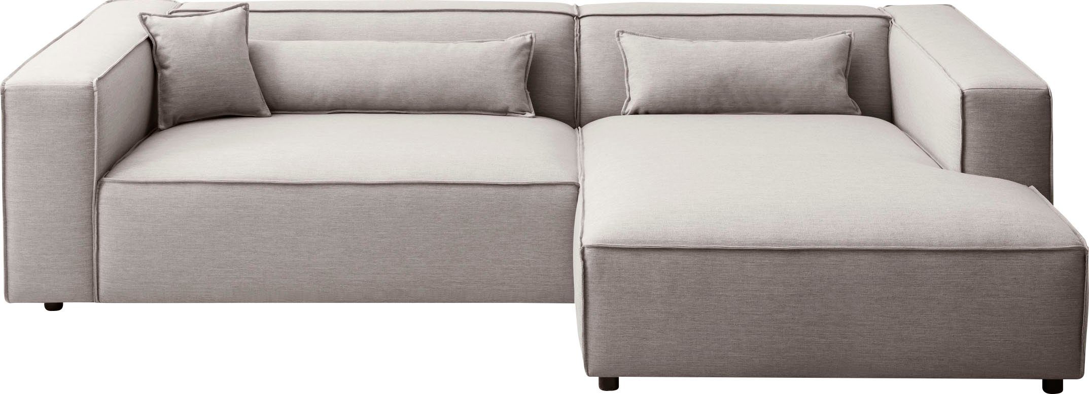LeGer Home by Lena Gercke Hoekbank PIARA XXL, Big-sofa in cord of linnenlook, L-vorm, met biesnaad