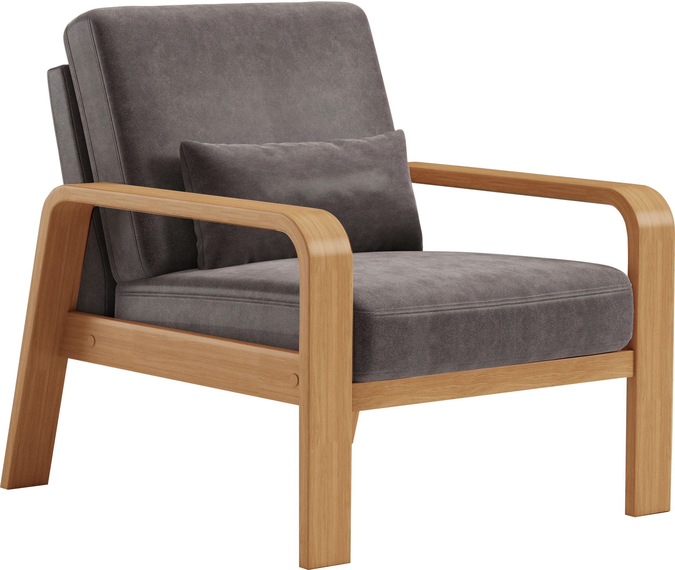 sit&more Fauteuil Kolding Armleuningen van eikenkleurig beukenhout, verschillende bekledingen en kleuren