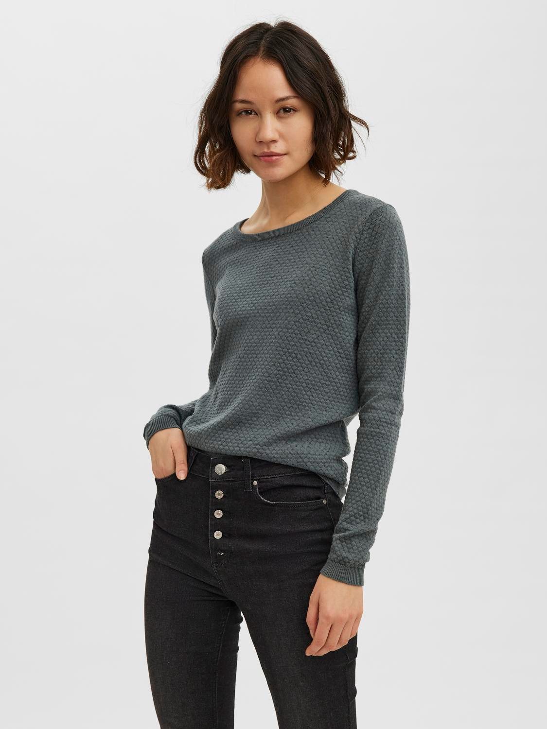 Vero Moda Trui met ronde hals VMCARE STRUCTURE LS O-NECK BLOU NOOS