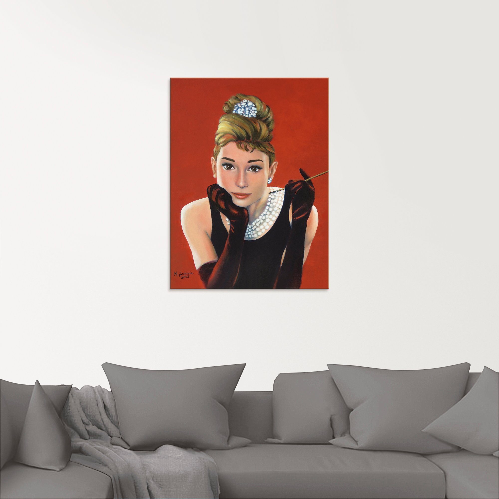 Artland Print op glas Audrey Hepburn portret