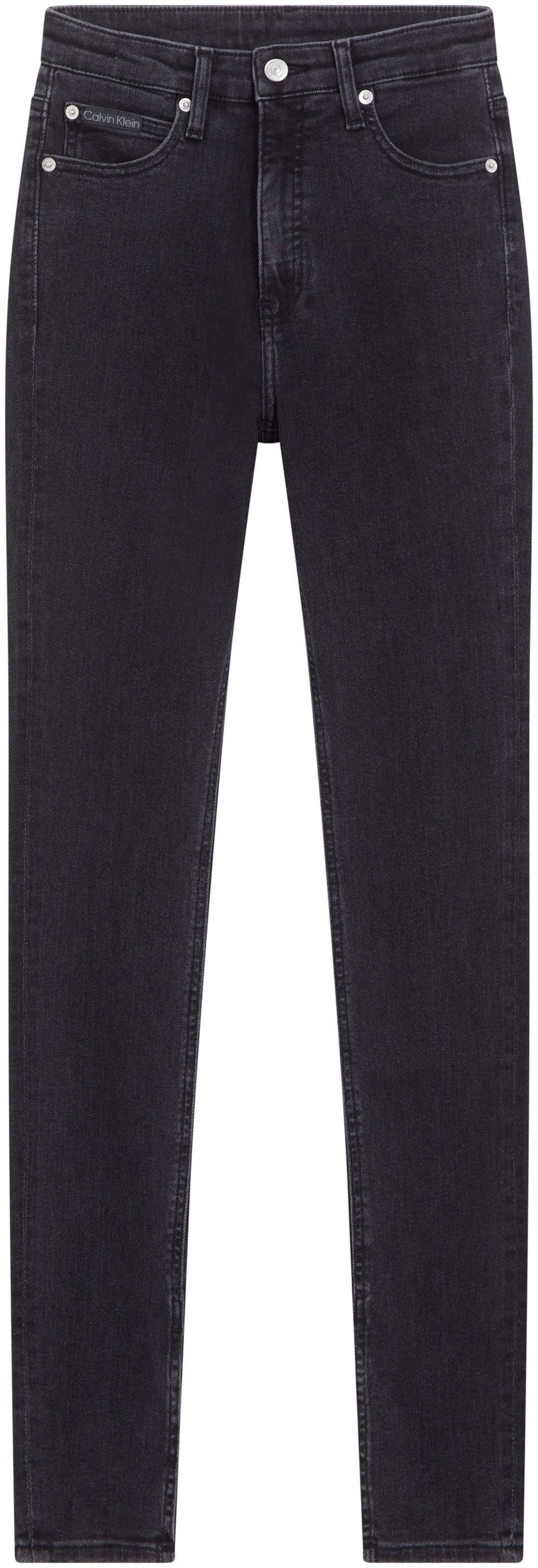 Calvin Klein Skinny fit jeans High rise super-skinny met stone-wash look, met muntzakje