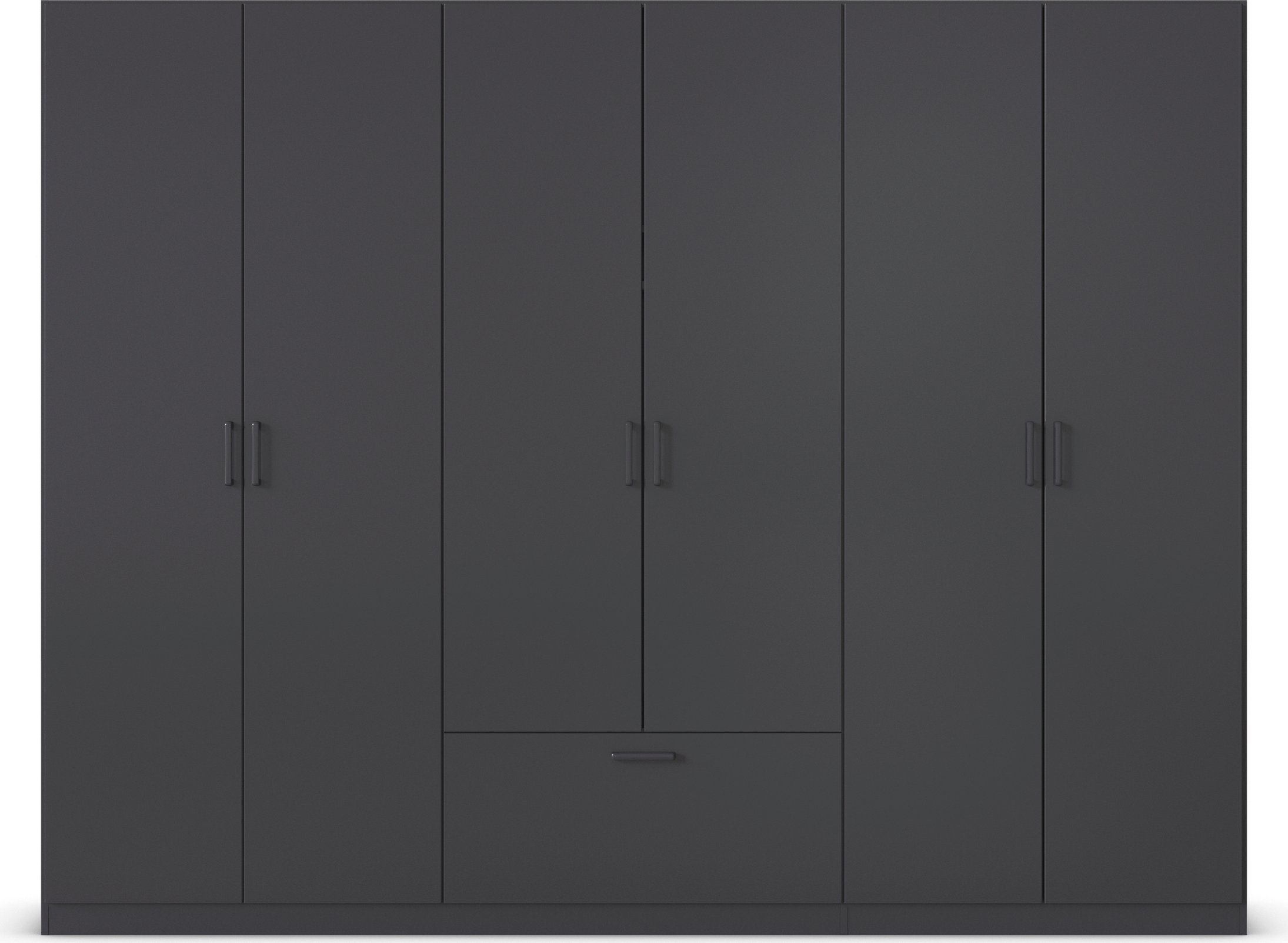 rauch Draaideurkast Kledingkast kast garderobe waskast BARI met lades in het midden, moderne greep in grijs metallic made in germany