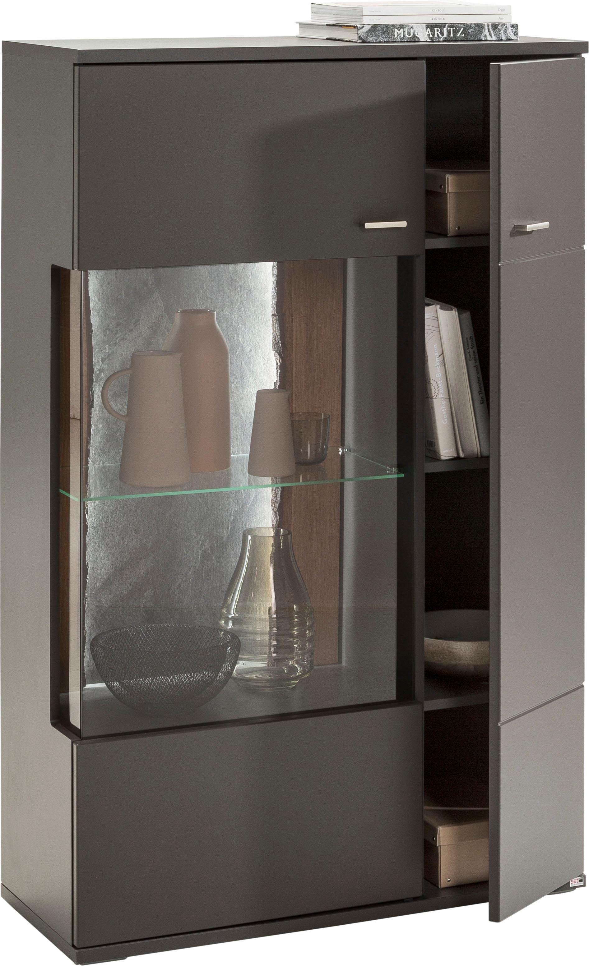 set one by Musterring Vitrinekast Tacoma Type 03/04, hoogte 143,4 cm, met getinte glasdeur