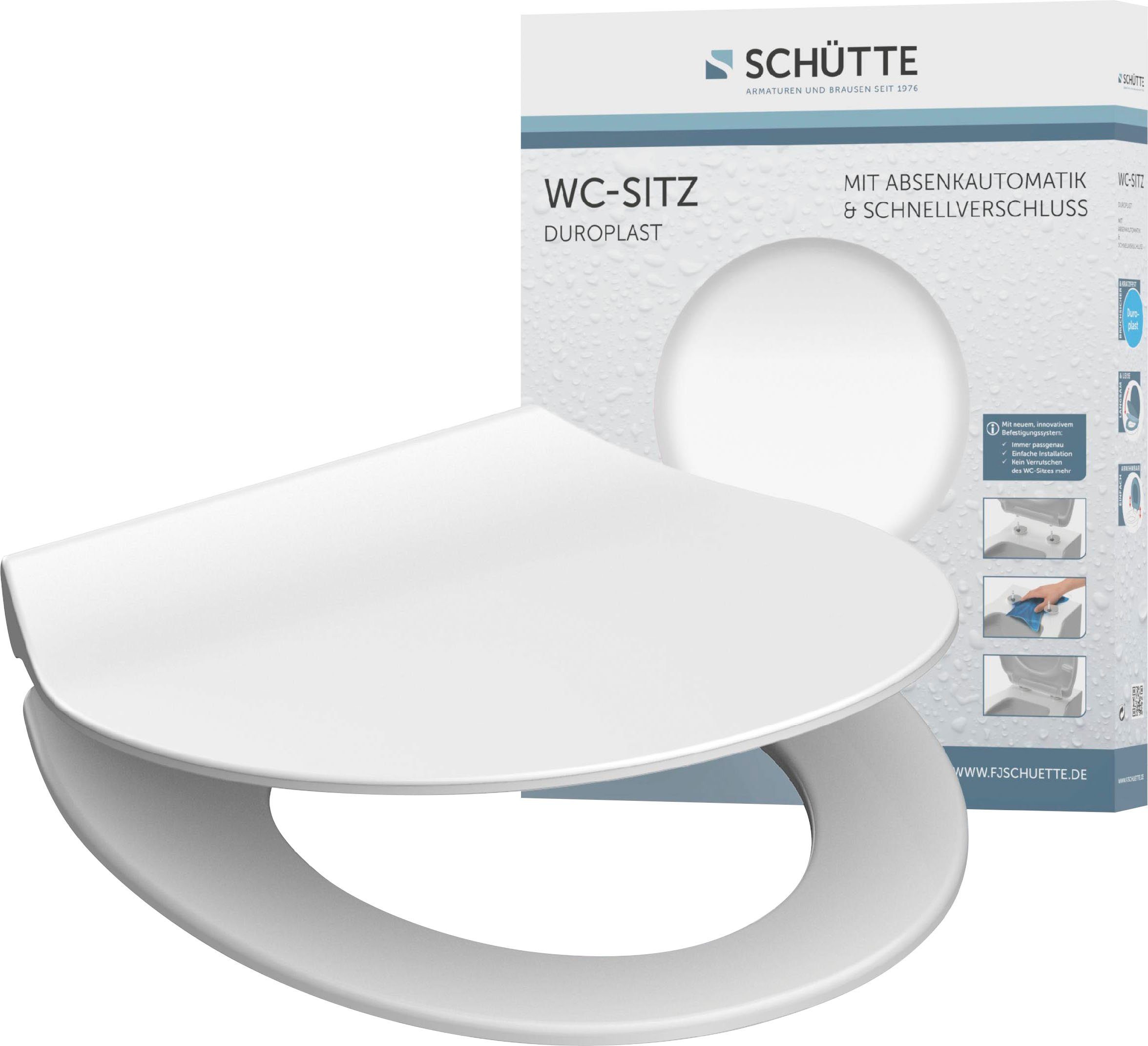 Schütte Toiletzitting SLIM Duroplast, softclosemechanisme, snelsluiting, bijzonder plat model wc-brillen wit