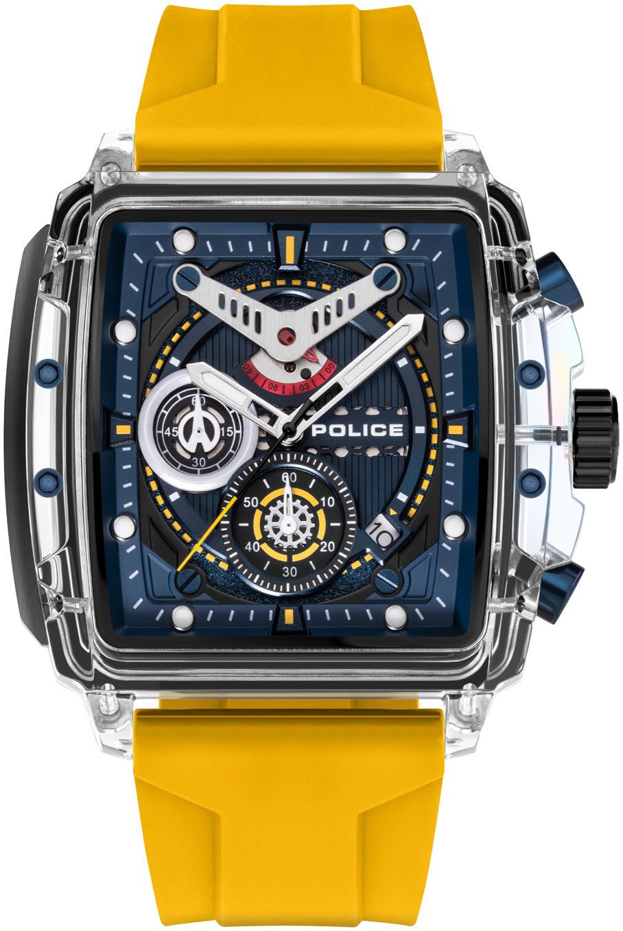 Police Chronograaf CLOUT Armbandhorloge, herenhorloge, siliconen armband, ideaal ook als cadeau, analoog (set, 4-delig, Met 3 wisselbandjes)