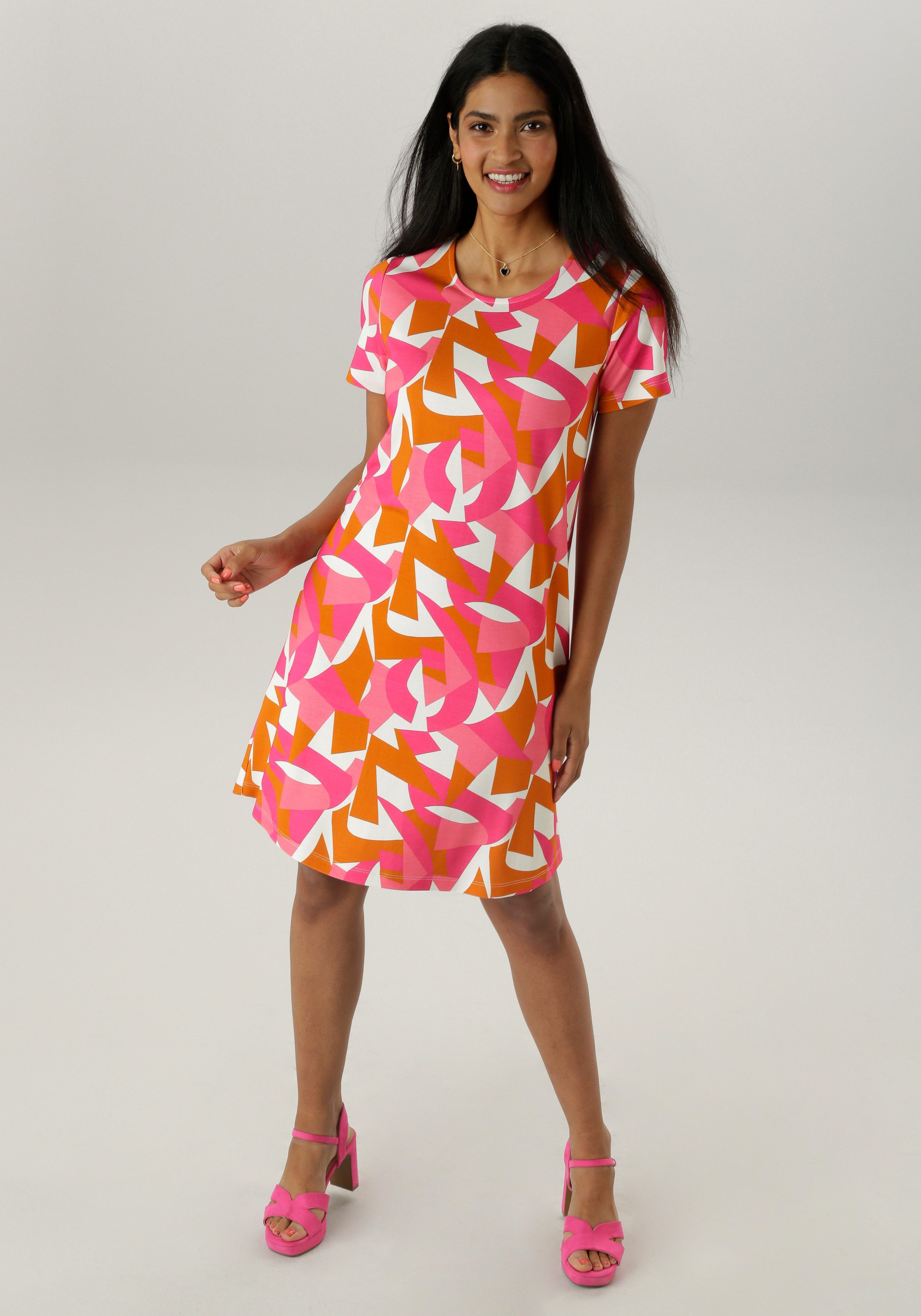 Aniston SELECTED Jerseyjurk met kleurrijke grafische print nieuwe collectie