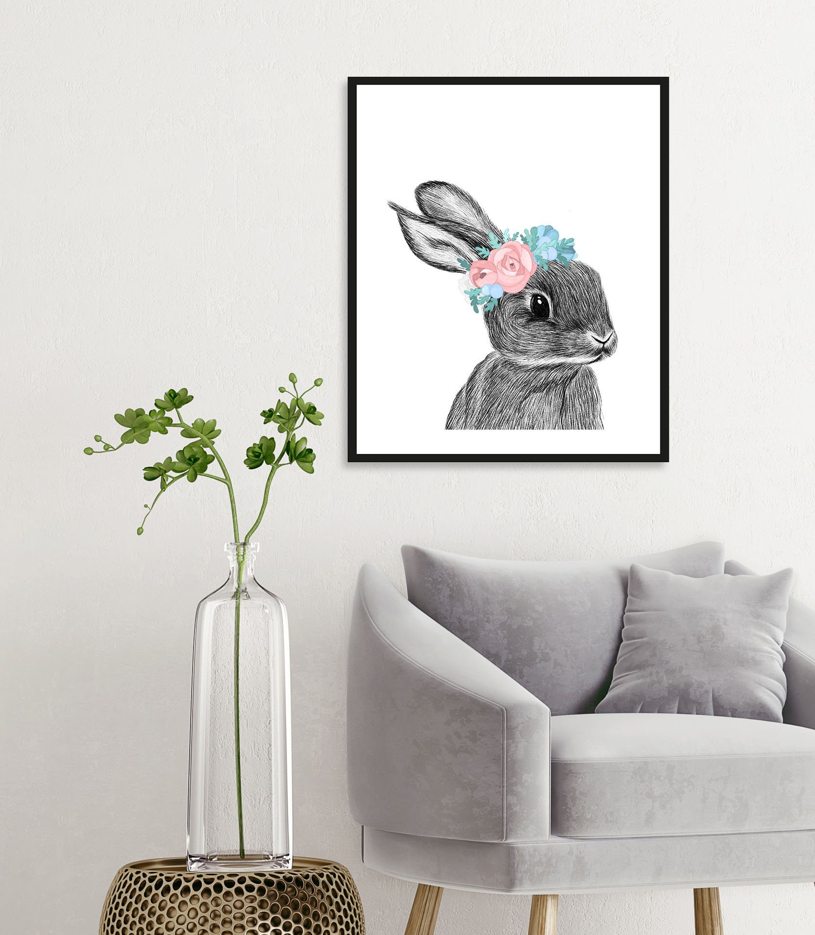 queence Wanddecoratie Albert met frame, zwart (1 stuk) schilderijen blauw