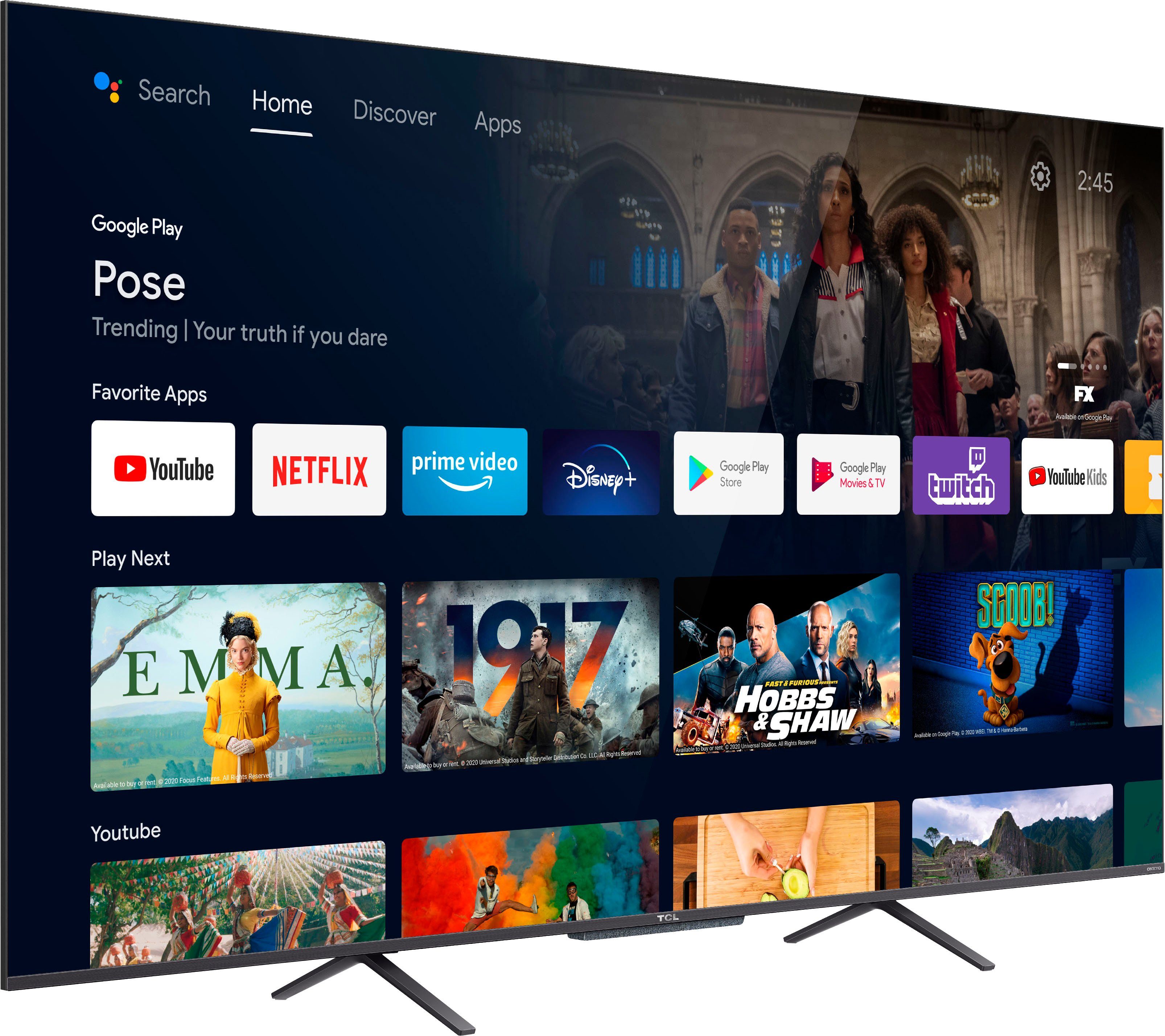 TCL QLED-TV 50C722X1, 126 cm / 50", 4K Ultra HD, Smart TV - Android TV, Android 11, Onkyo-geluidssysteem