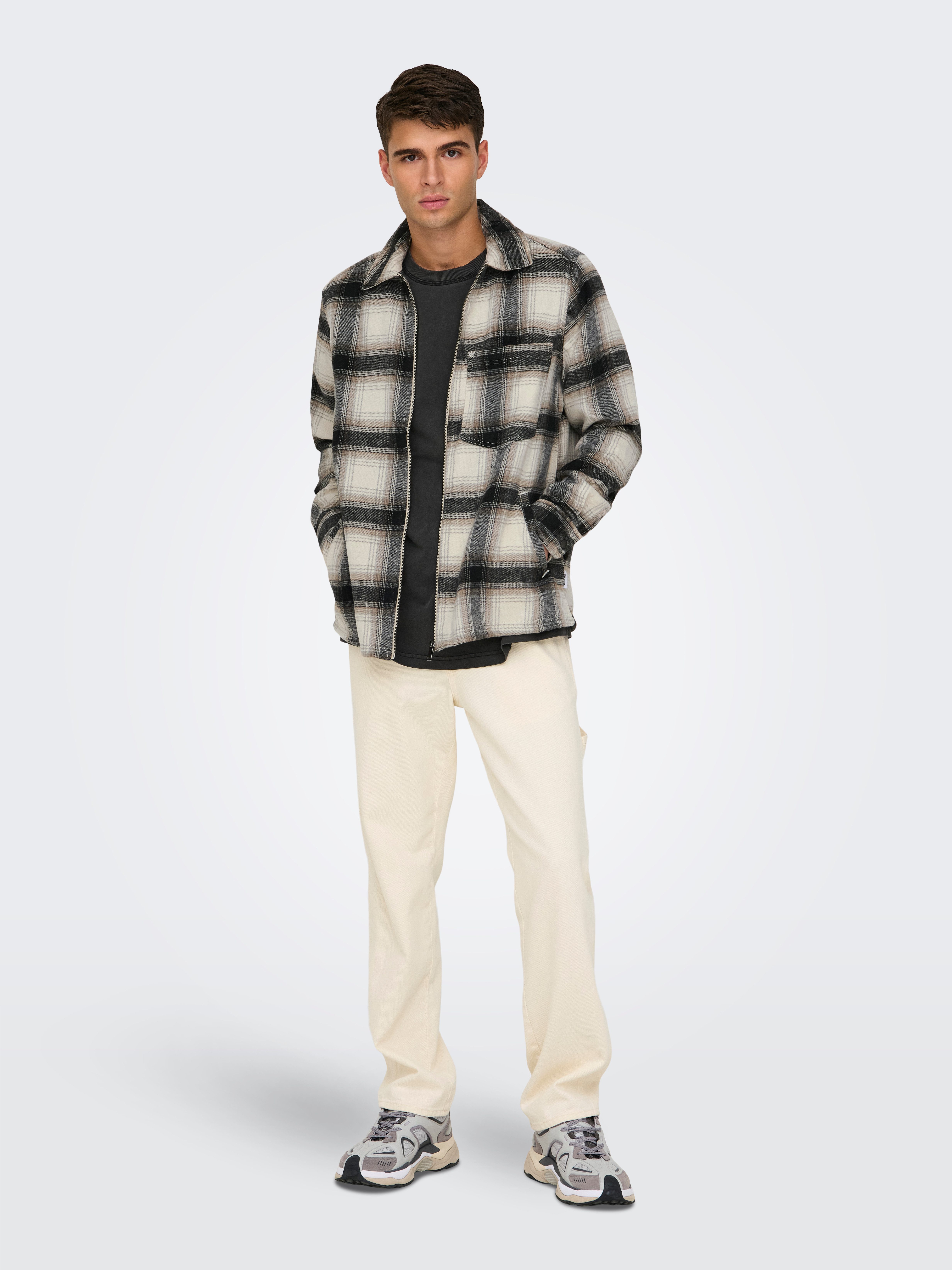 ONLY & SONS Overhemd met lange mouwen ONSAUSTIN WOOL ZIP OVERSHIRT