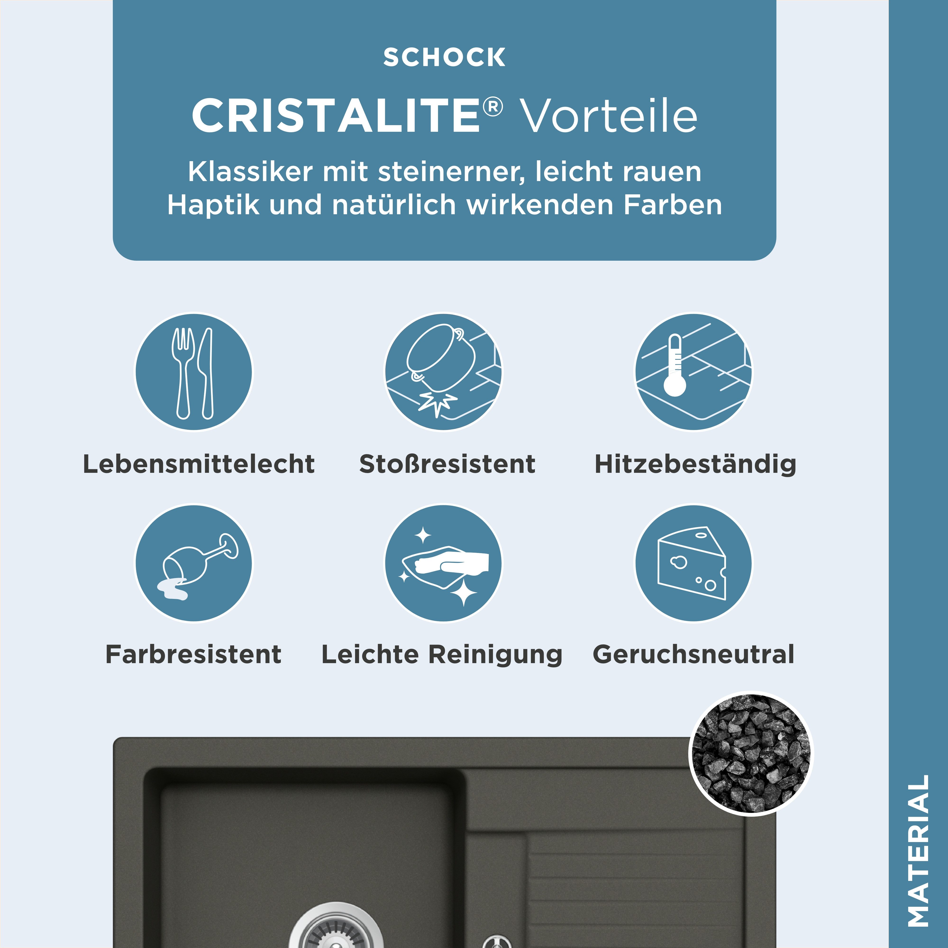 Schock Granieten spoelbak Lima D-100S 78/50 cm, opzetgootsteen