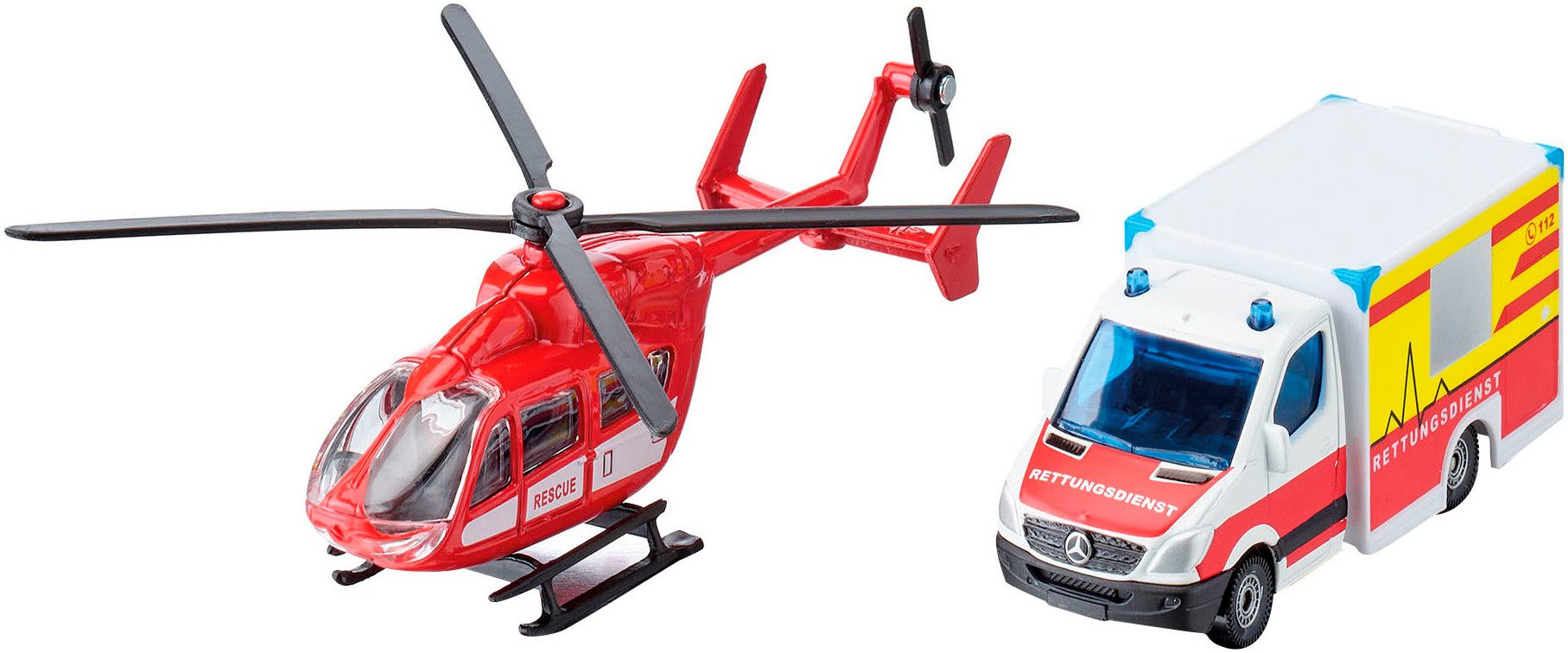 Siku Speelgoed-ambulance SIKU Super, Mercedes-Benz ambulance en helikopter (1748)